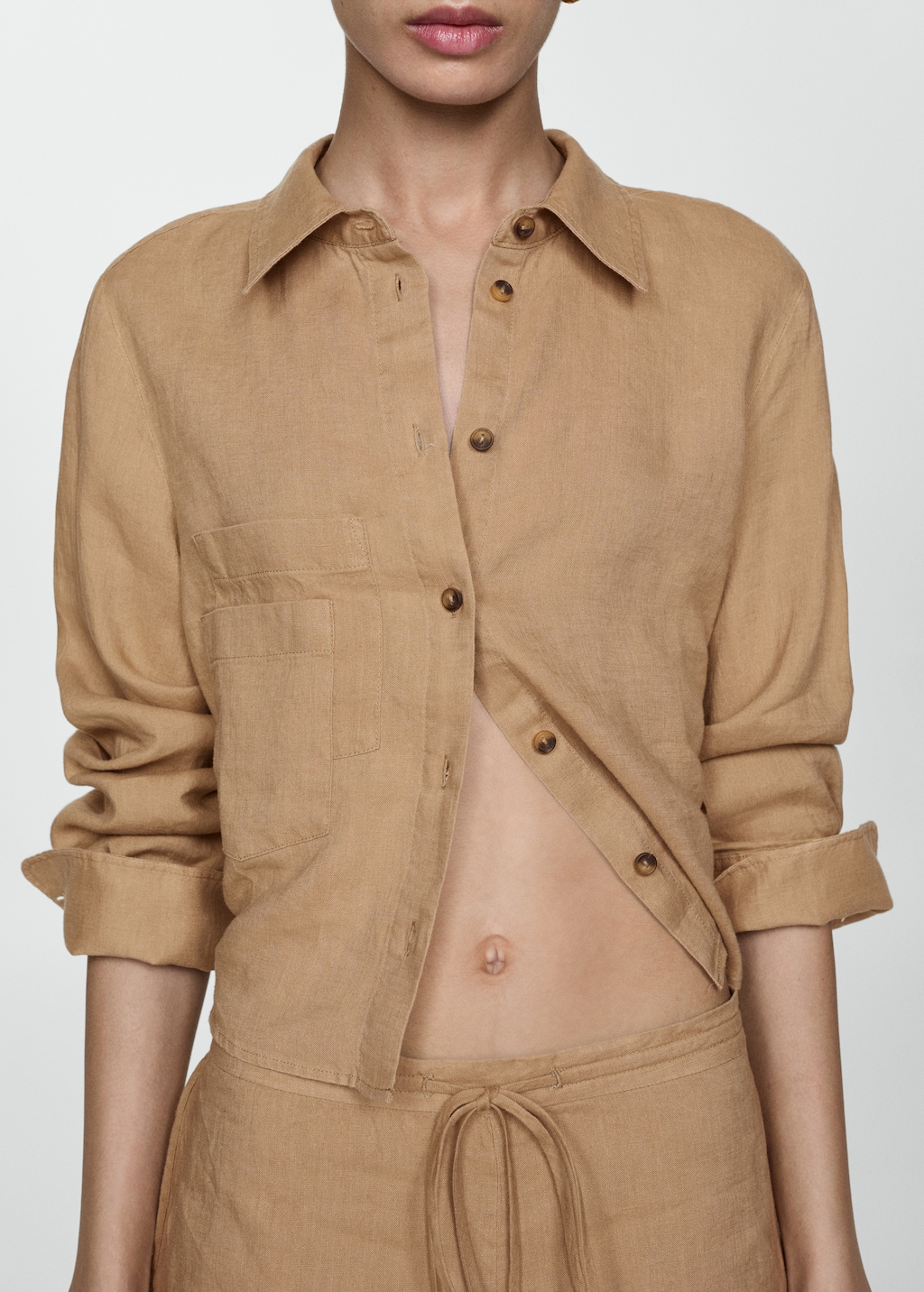 100 cropped linen shirt