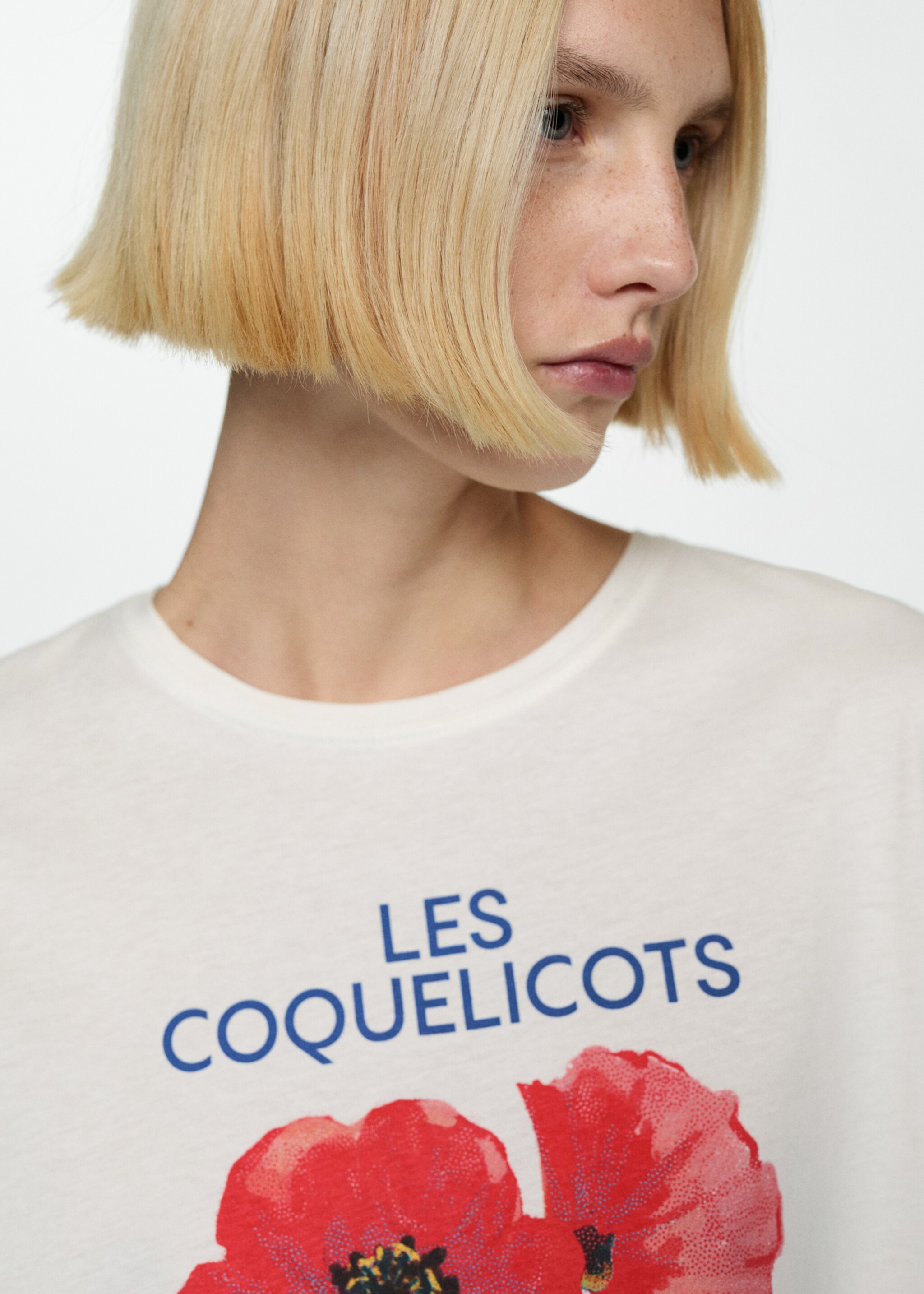 Хлопковая футболка с принтом - Деталь изделия 1, Грязно-белый. Ref: 77010352-00.