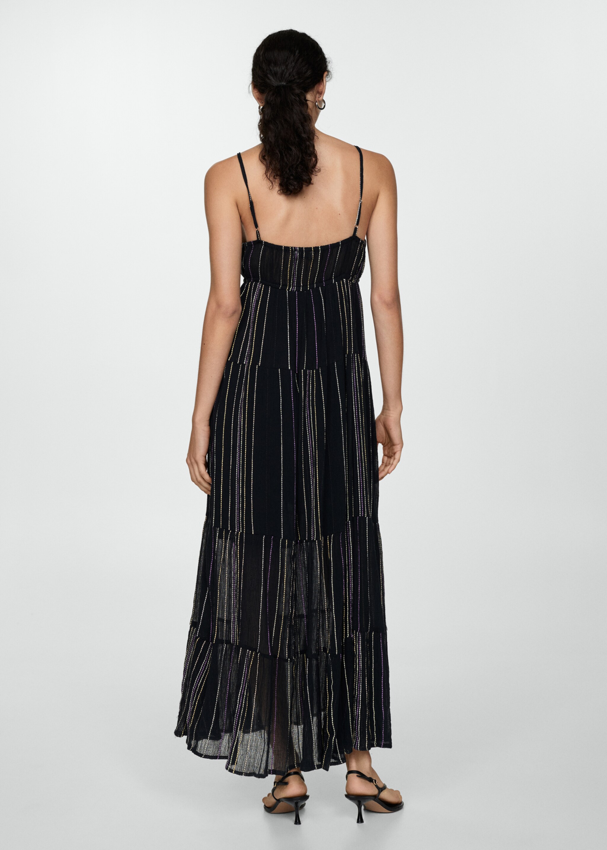 Strapless dress with decorative stitching - Reverse of the article, Black. Ref: 77010362-00.