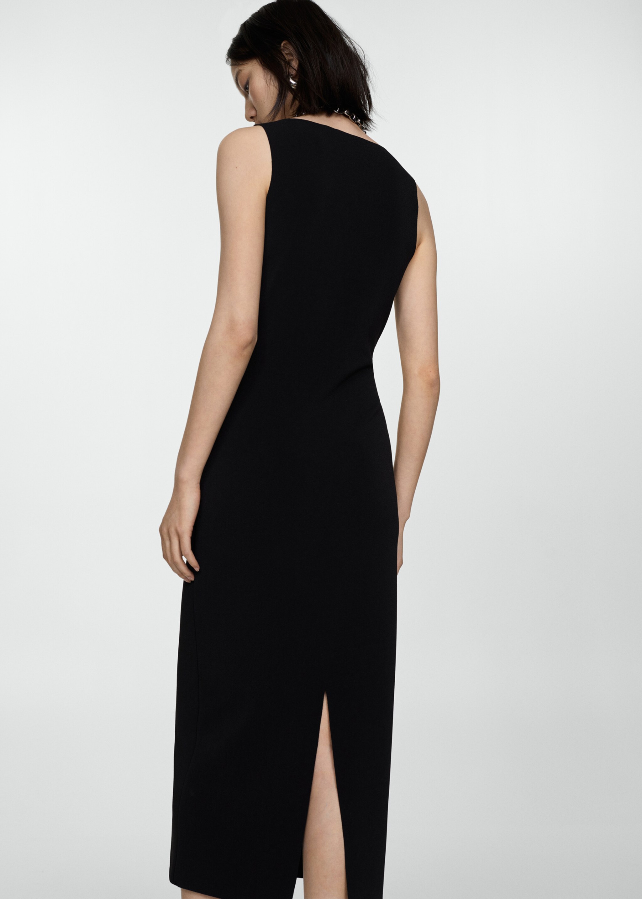 Midi-dress with straps - Details of the article 1, Black. Ref: 77010369-00.