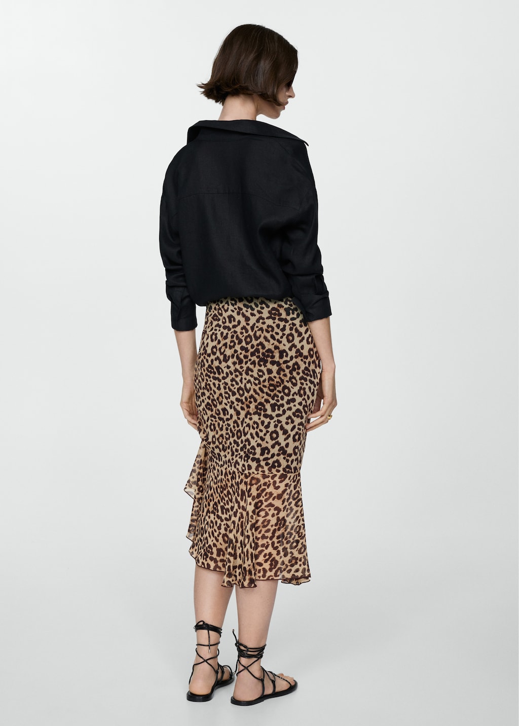 Geplooide rok met luipaardprint Dames MANGO Nederland