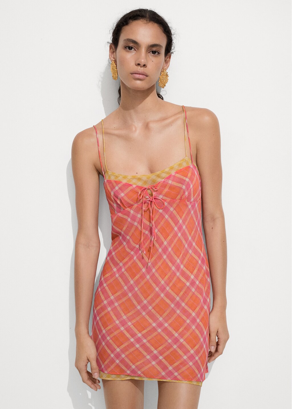 Mango tartan dress best sale