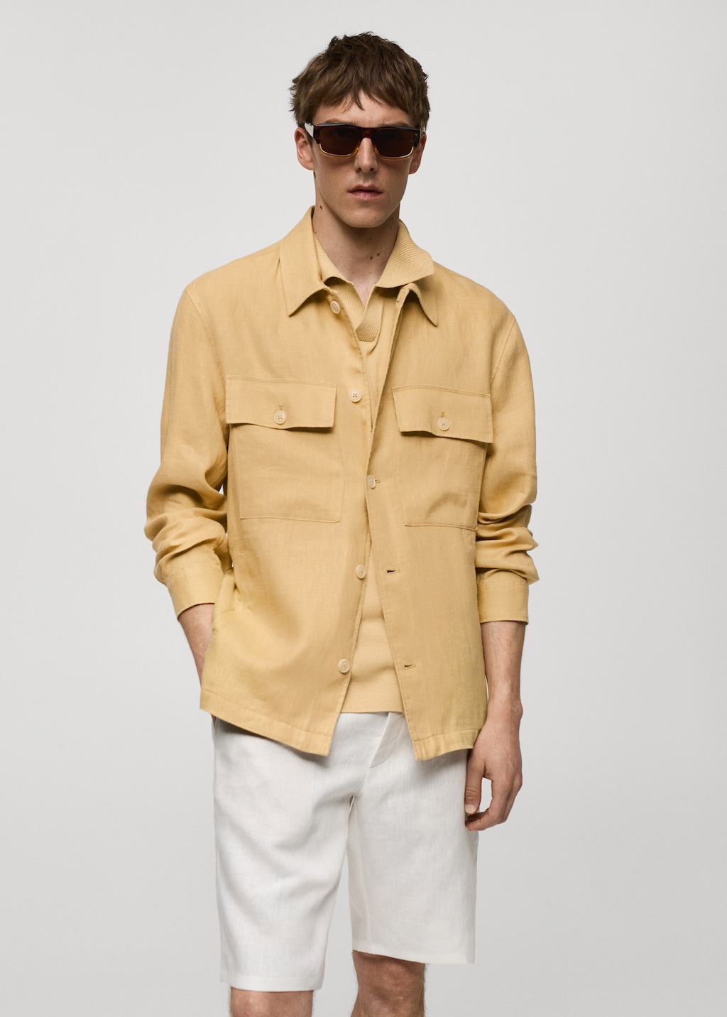 Mango Overshirt mit Taschen aus 100 % Leinen