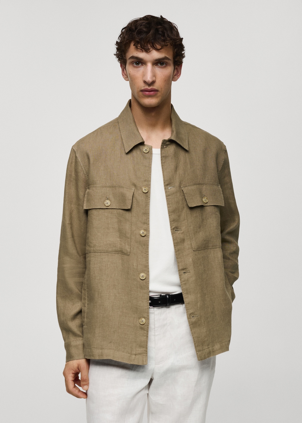 100% linen overshirt with pockets