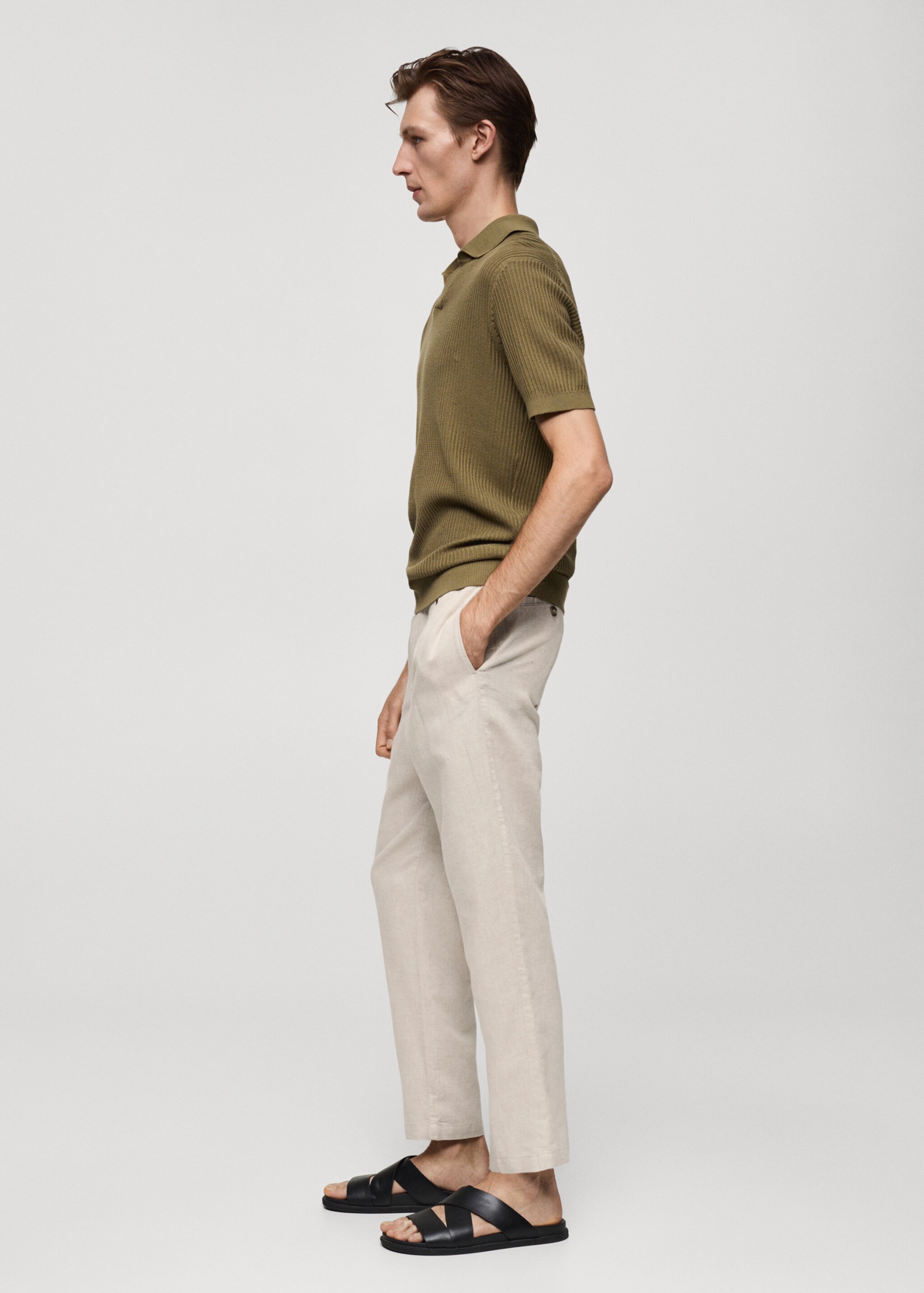 Льняные брюки slim fit со шнурком - Деталь изделия 2