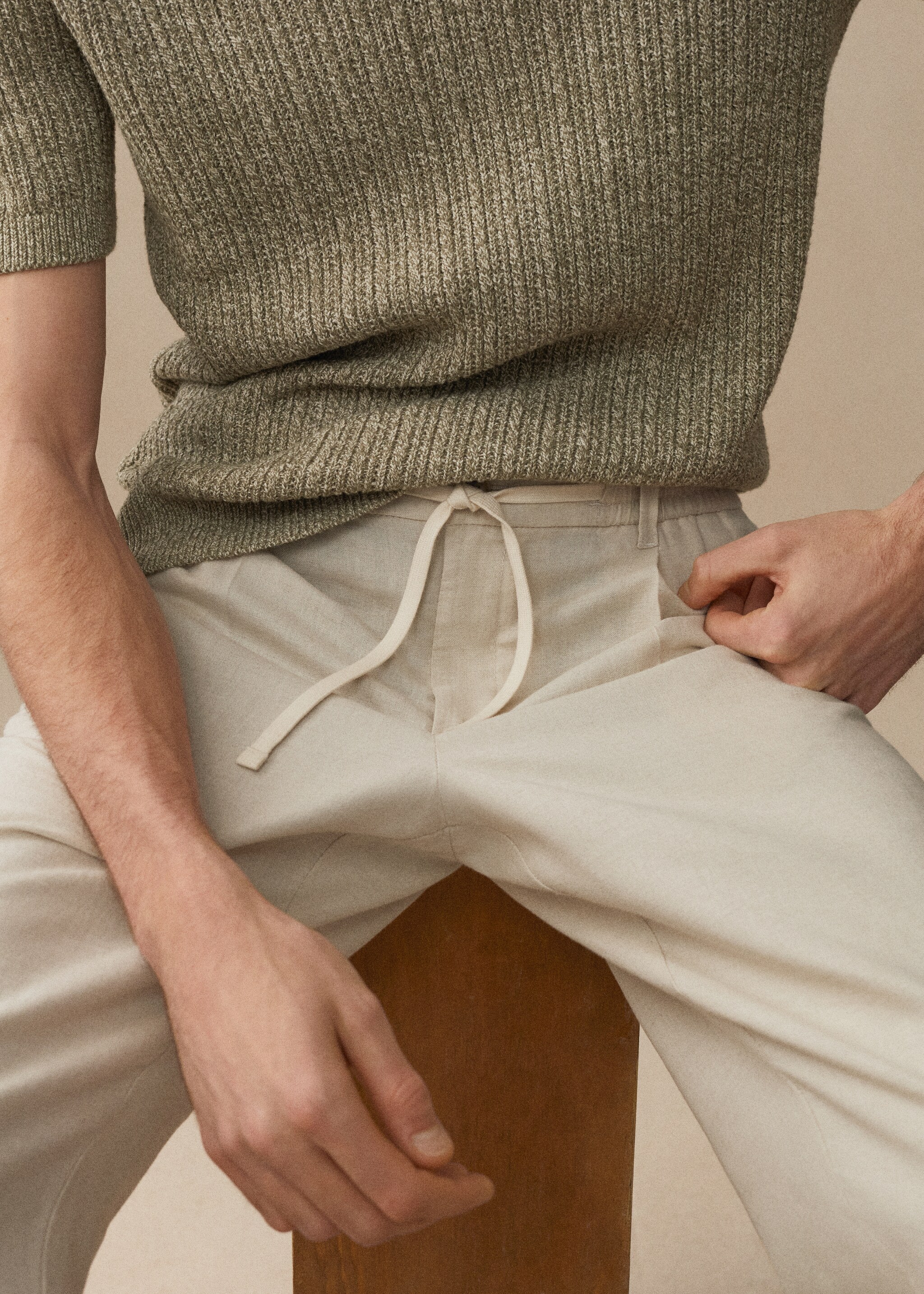 Pantalón slim fit lino cordón - Detalle del artículo 5