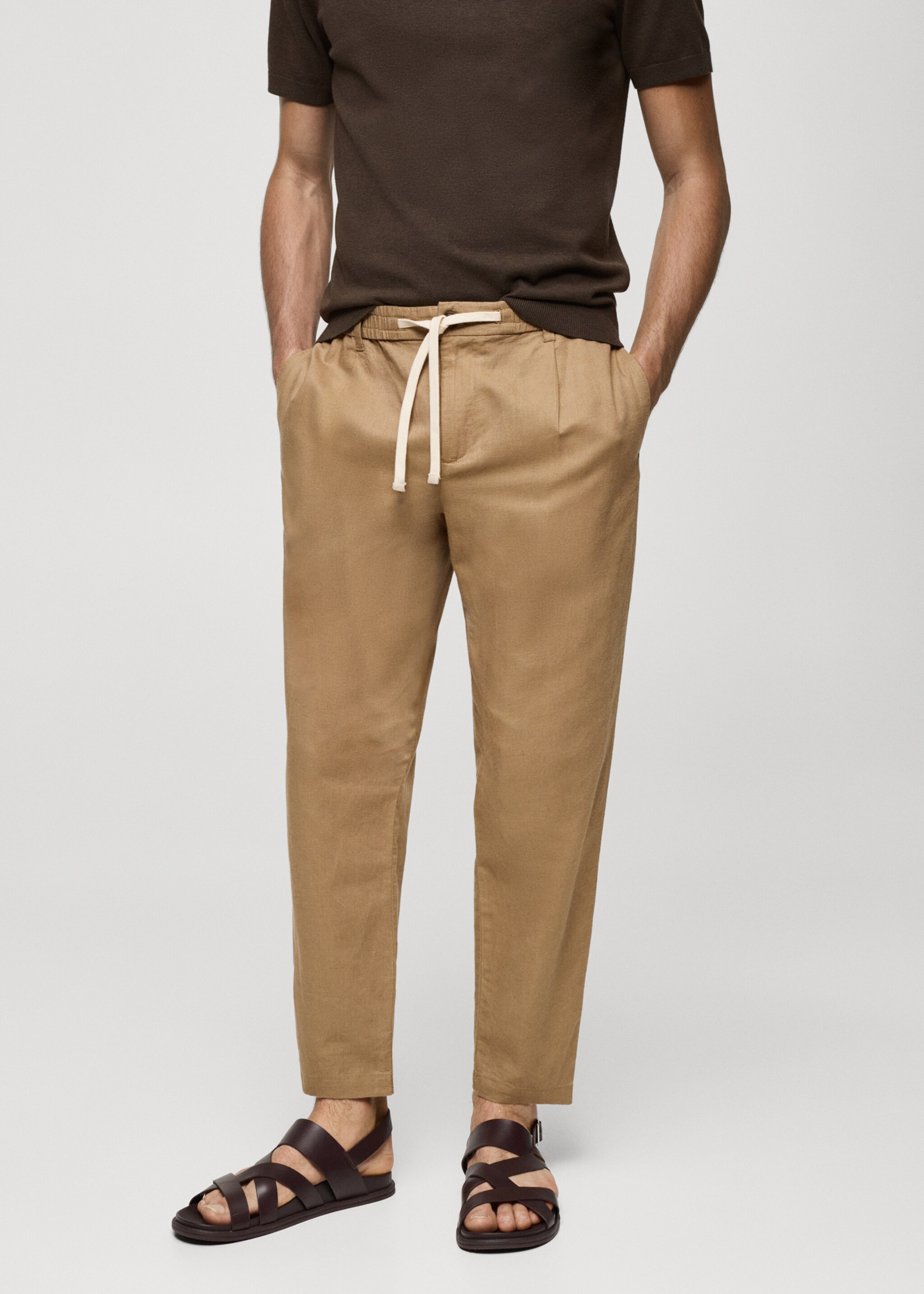 Slim-fit trousers with drawstring  - Medium plane