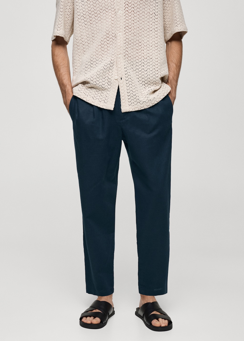 Mango Slim Fit-Leinenhose mit Kordel