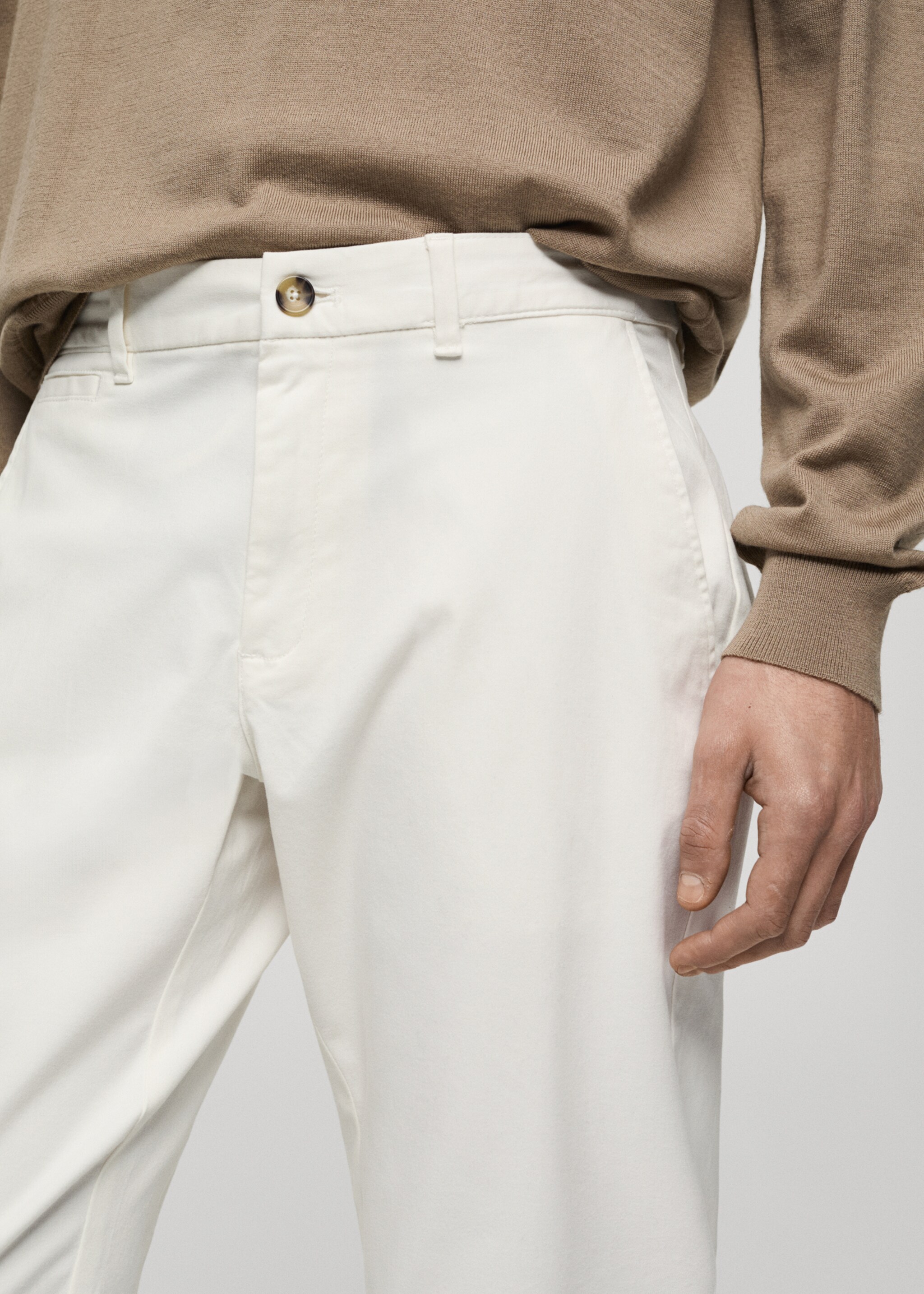 Cotton tapered crop trousers - Details of the article 1