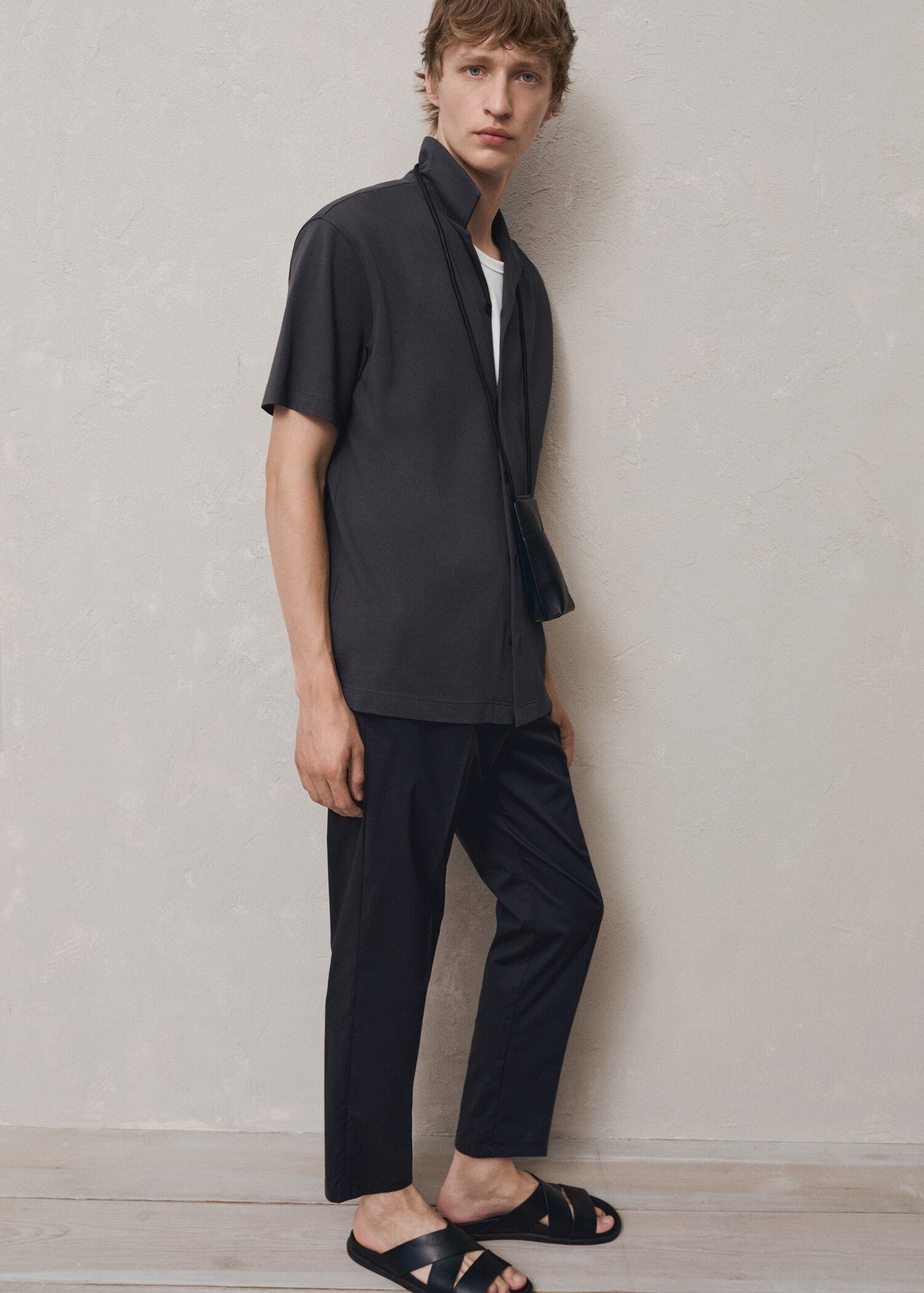 Slim-fit cotton pleated trousers - Details of the article 5