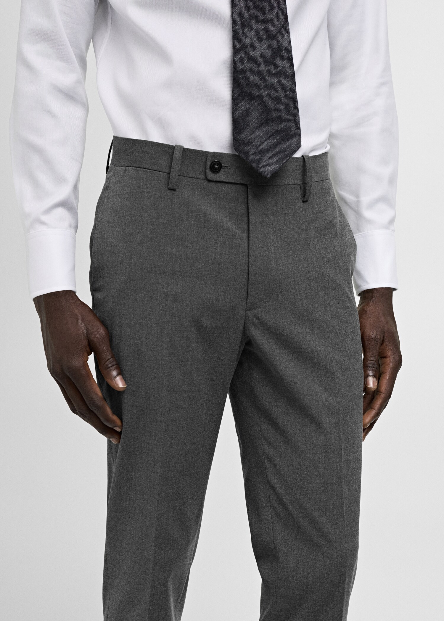 Stretch fabric slim-fit suit trousers - Details of the article 6