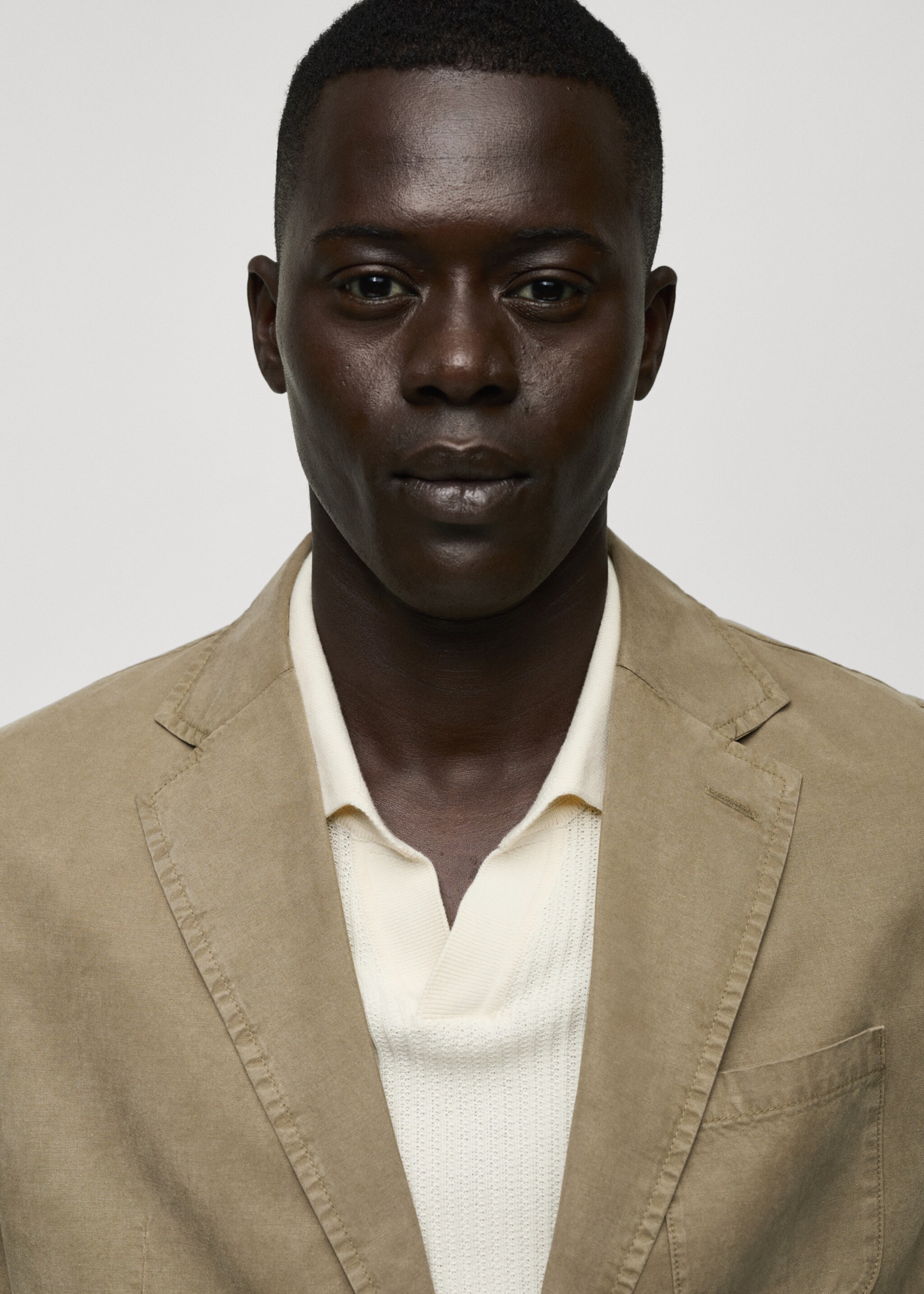 Washed-effect cotton-linen jacket - Details of the article 1