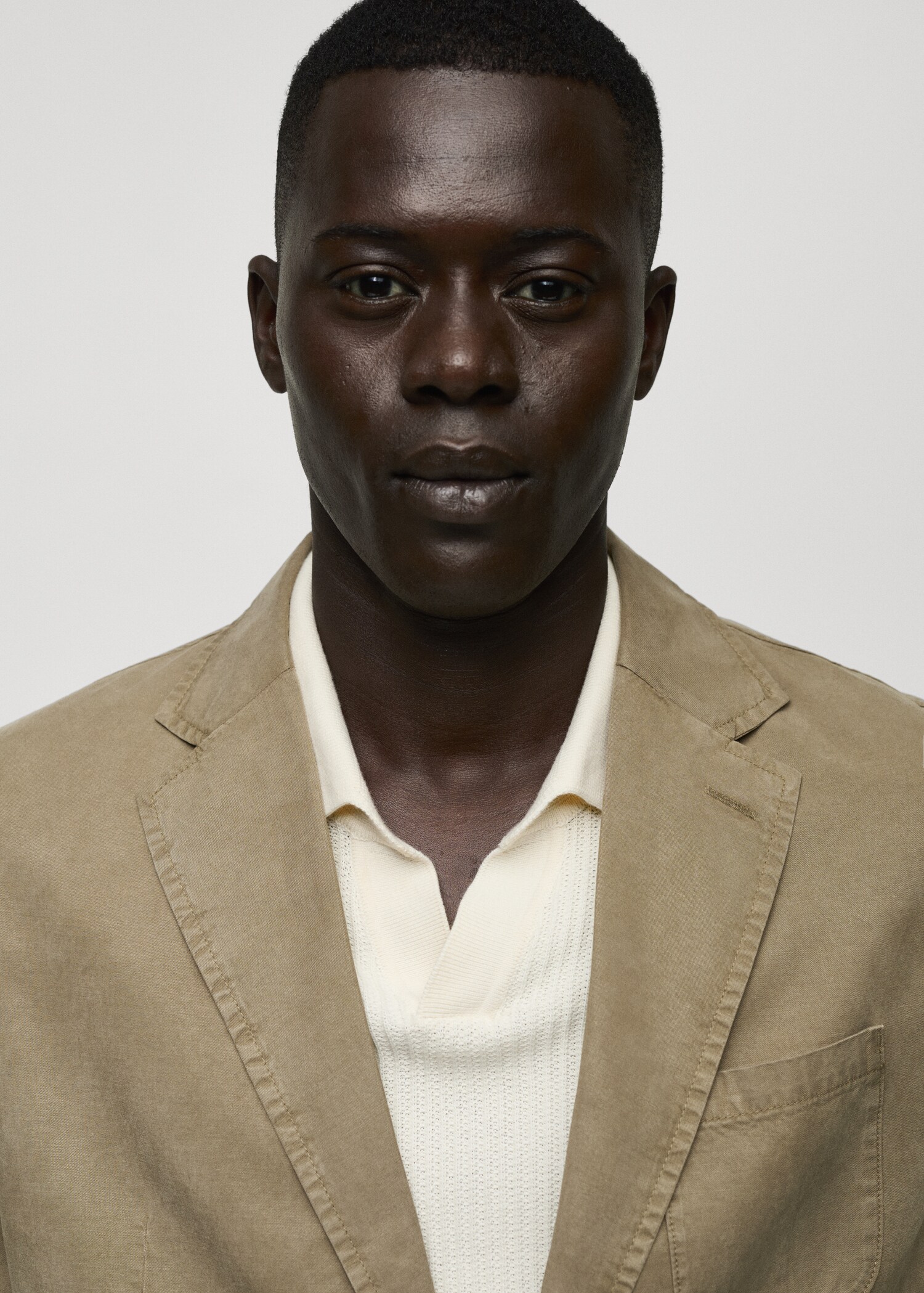 Washed-effect cotton-linen jacket - Details of the article 1