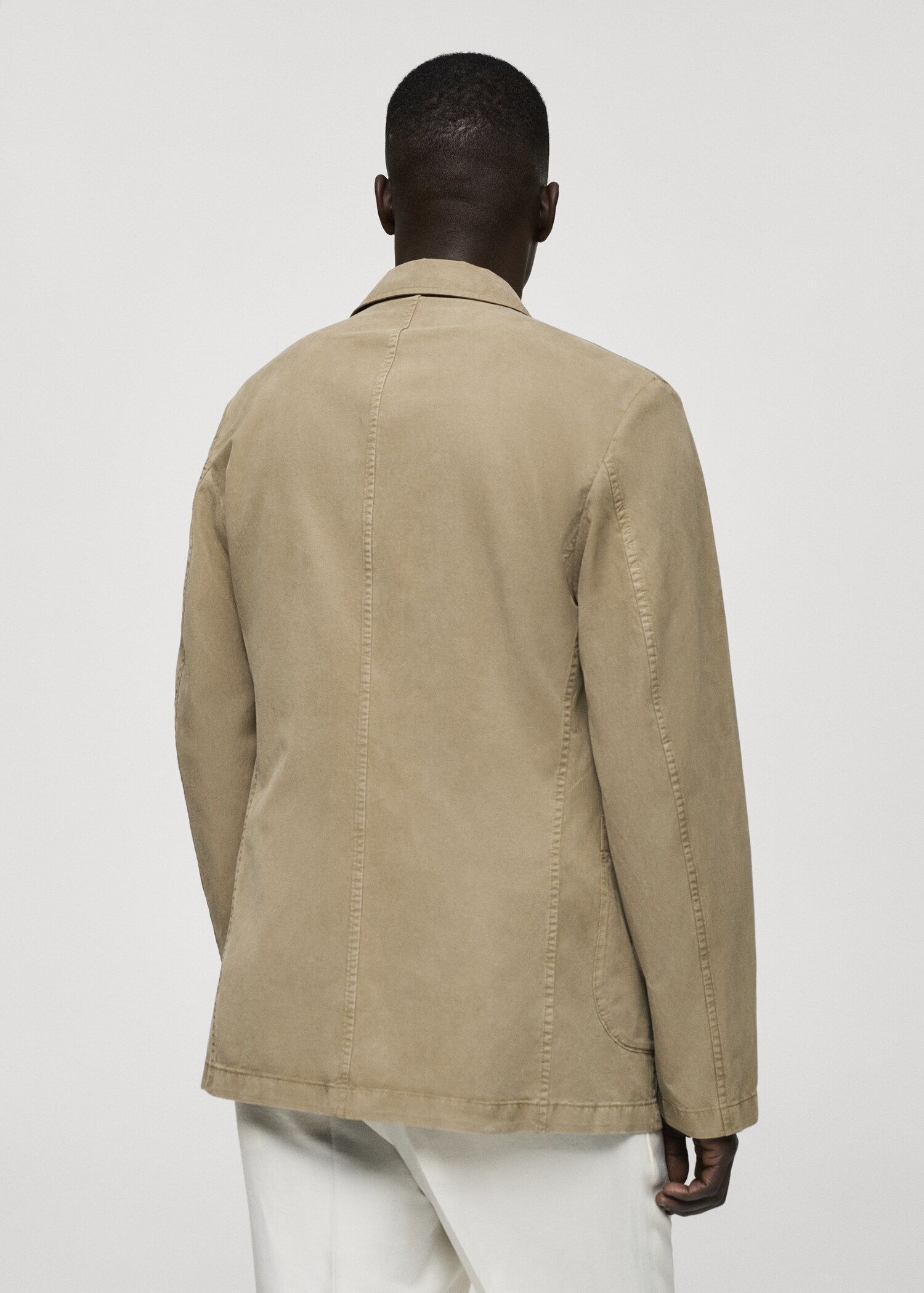 Washed-effect cotton-linen jacket - Reverse of the article