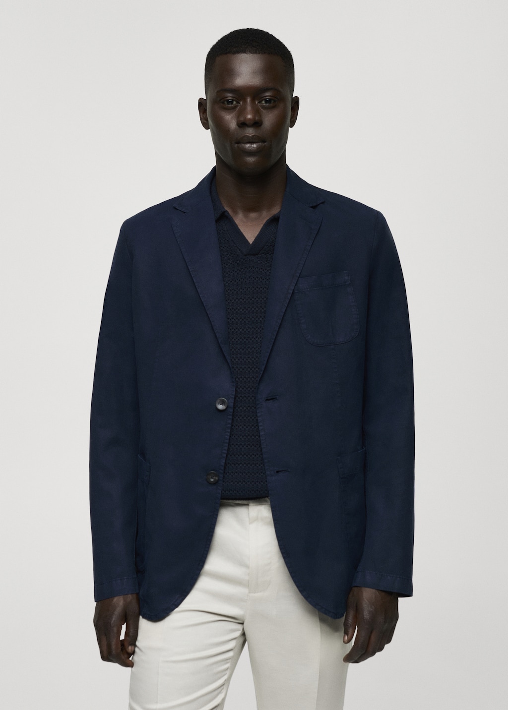 Mango Slim Fit Blazer aus Leinen mit Baumwolle