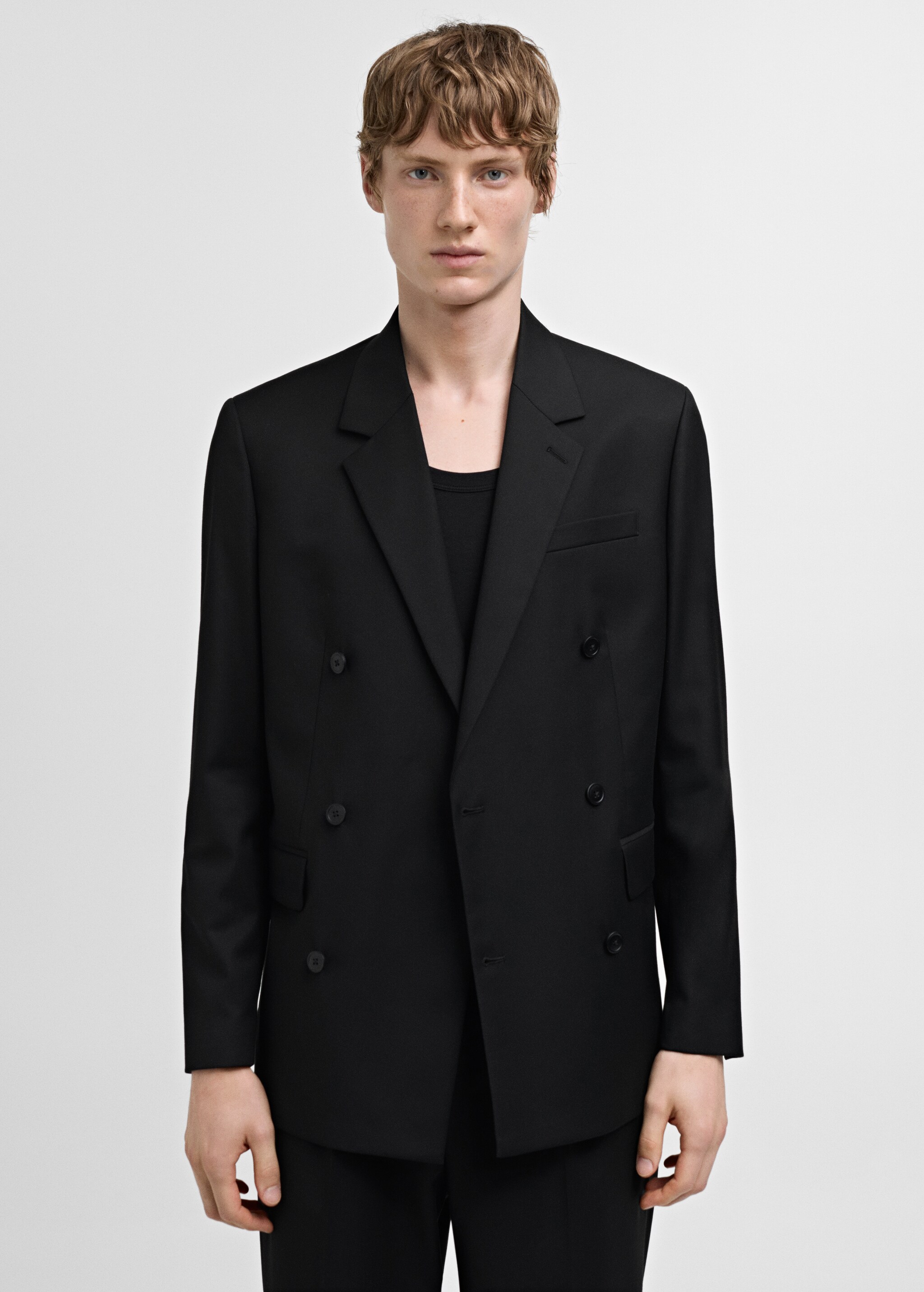 Double-breasted regular-fit suit jacket - Medium plane