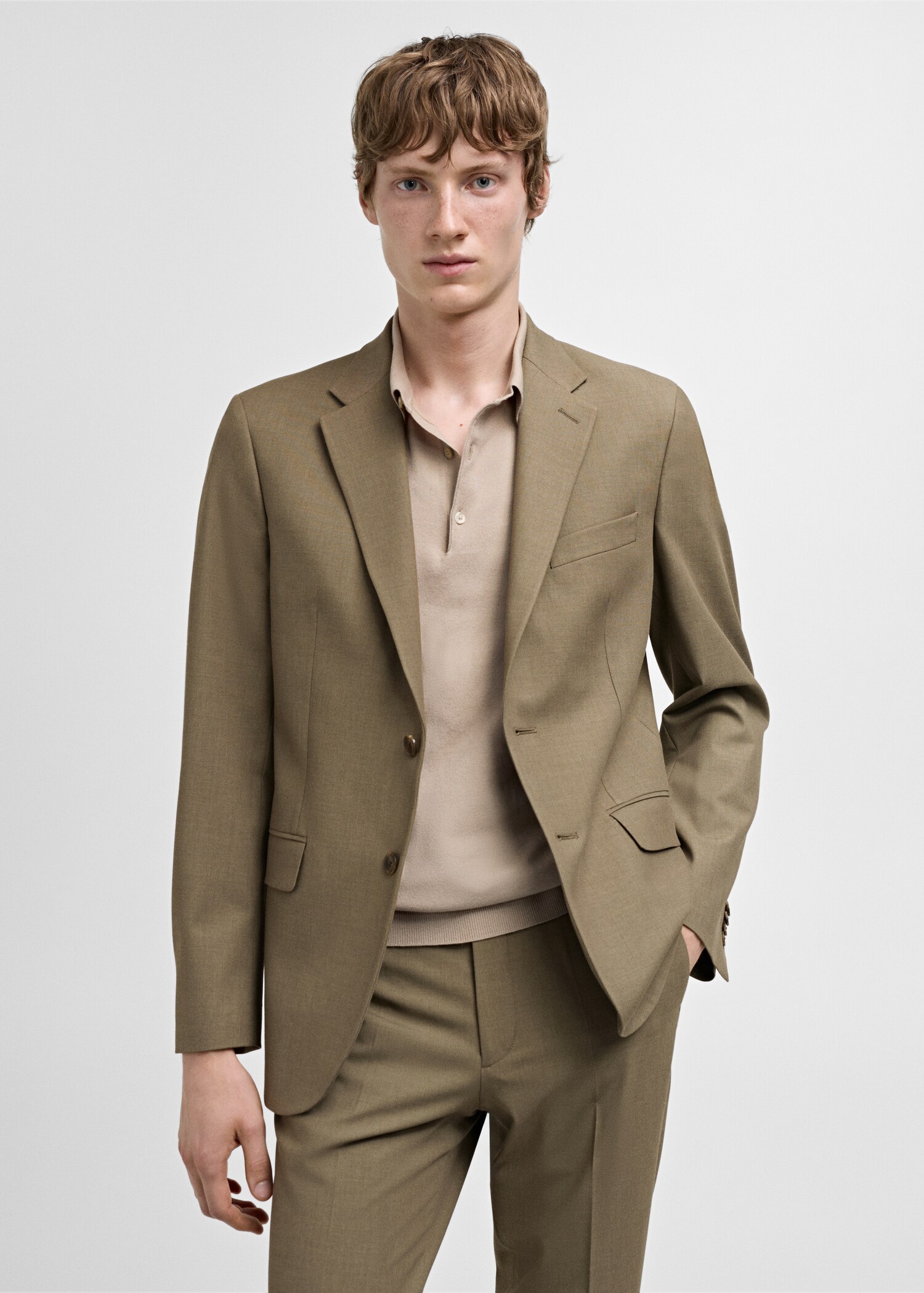 Stretch-fabric slim-fit suit jacket - Medium plane