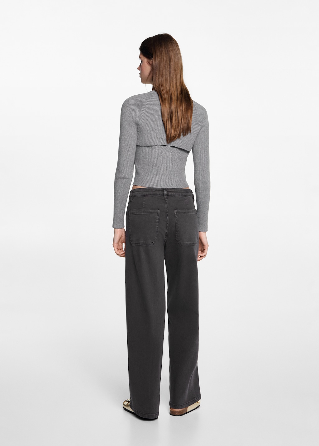 MANGO TEEN Jeans culotte bolsillos gris antracita G Chica