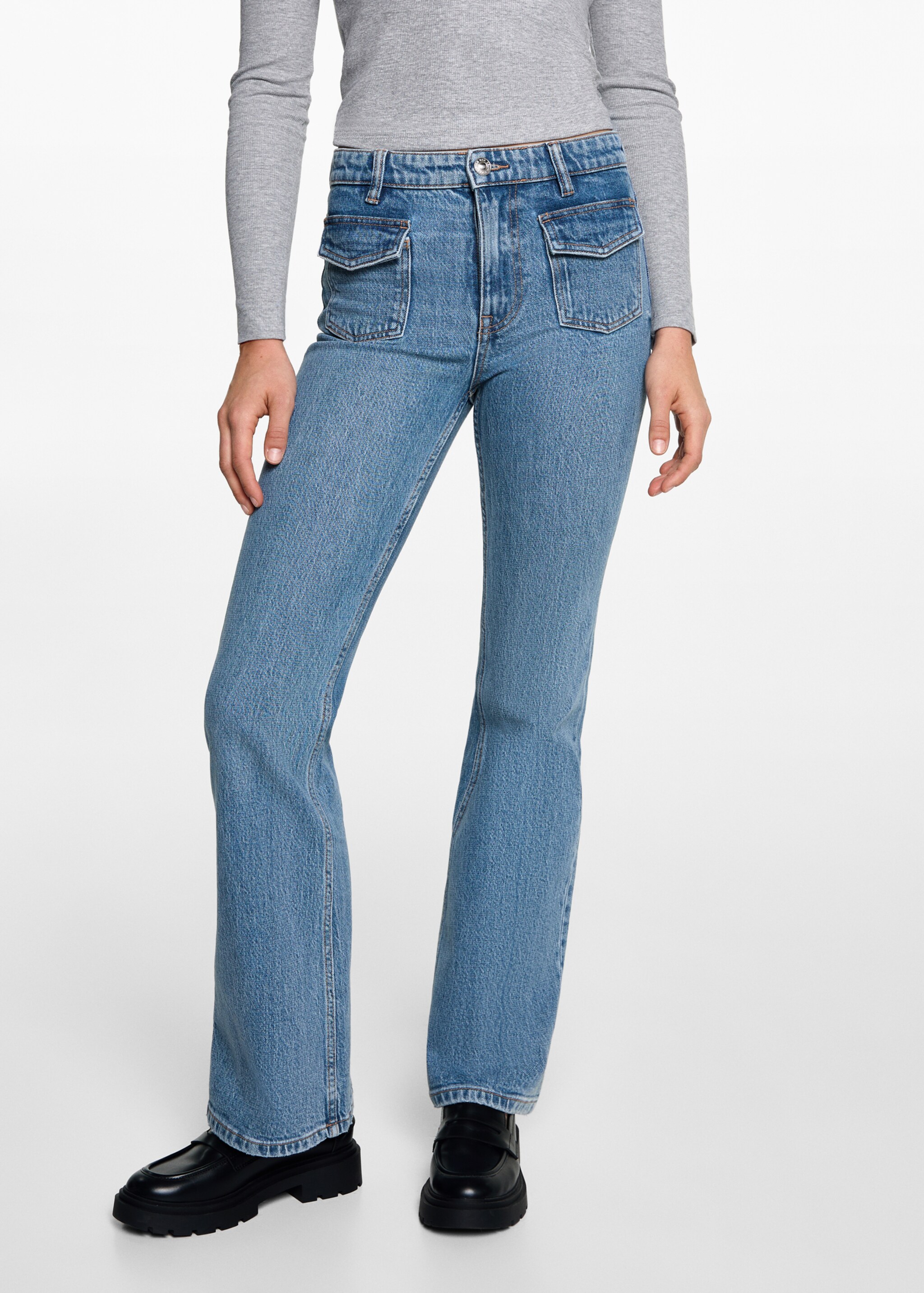 Flared jeans met zakken - Middenvlak