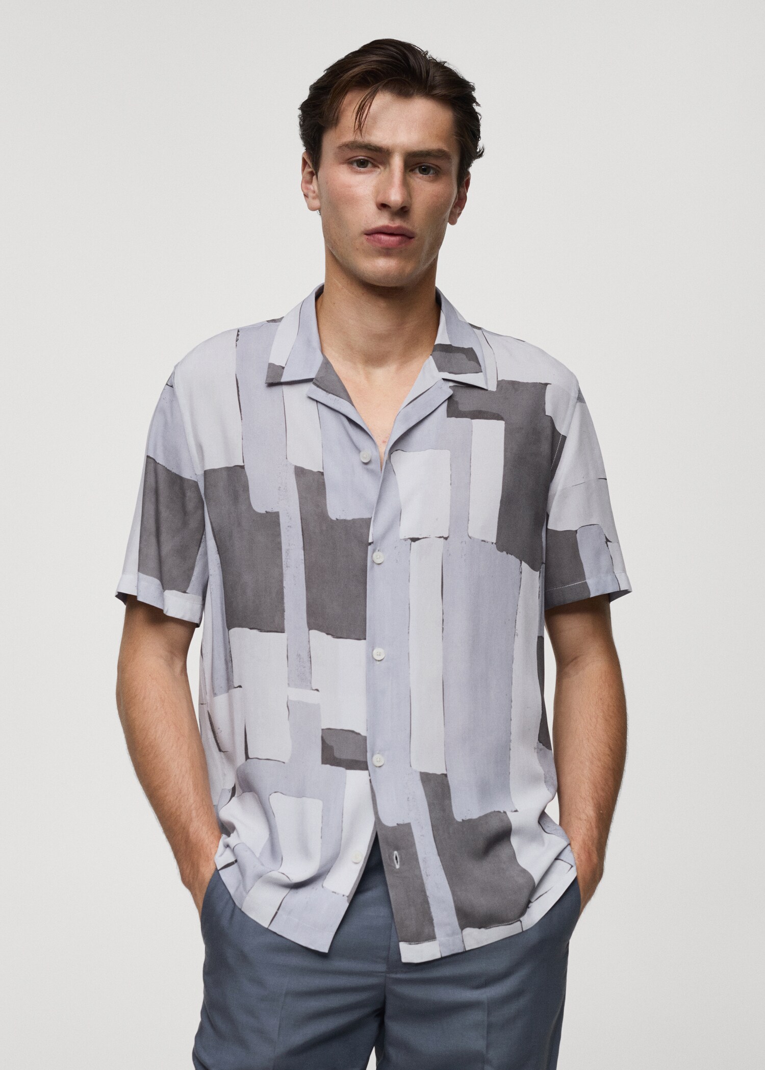 Printed fluid regular-fit shirt - Medium plane