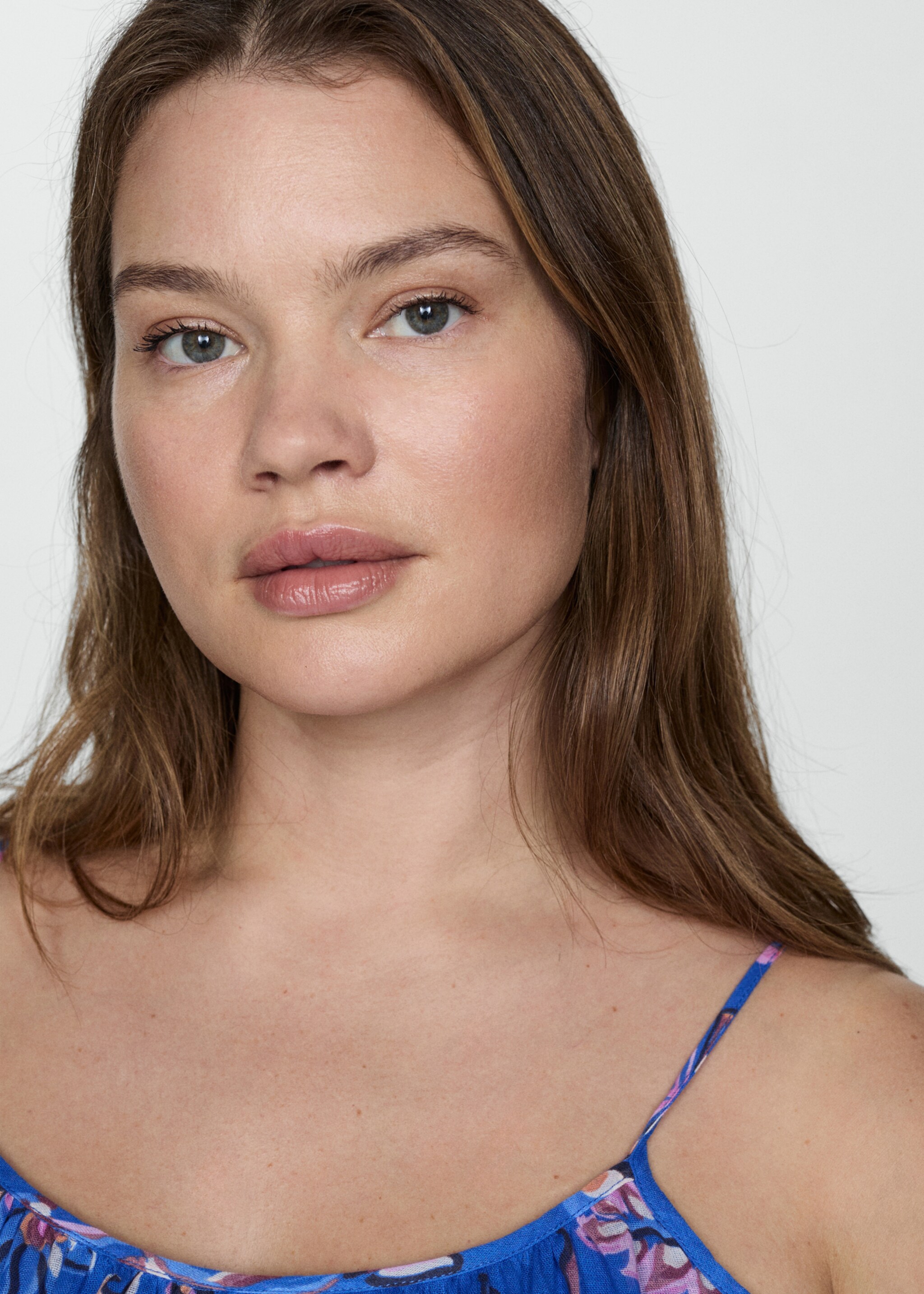 Vestido largo estampado floral - Detalle del artículo 4, Azul. Ref: 77012928-00.