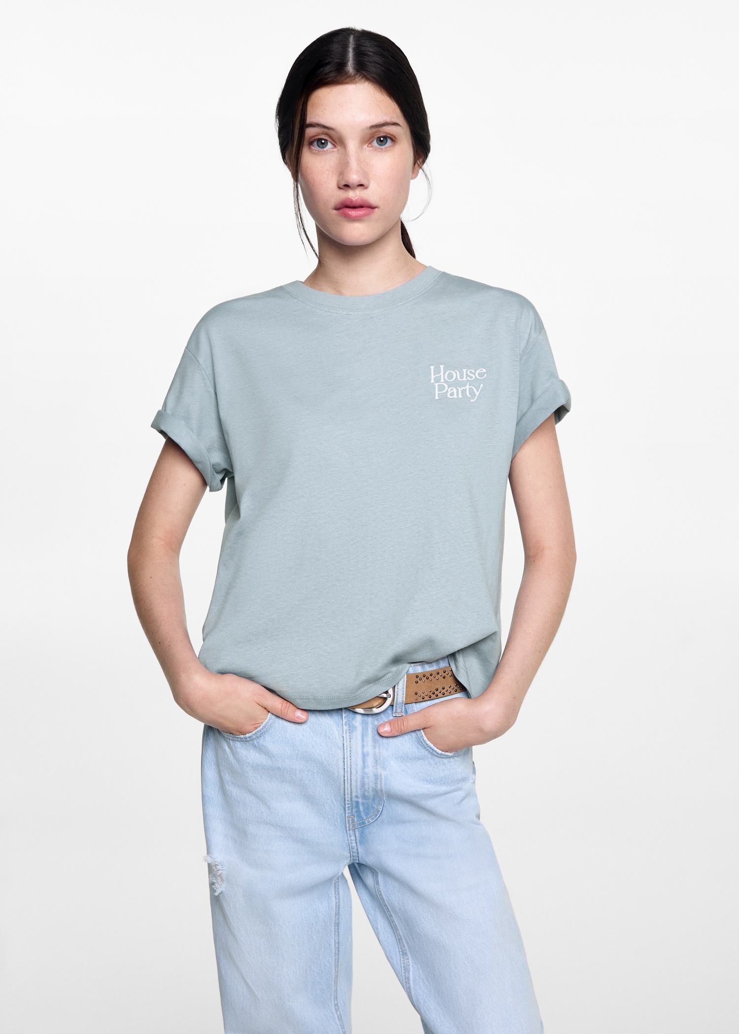 T-shirt message brodé - Plan moyen