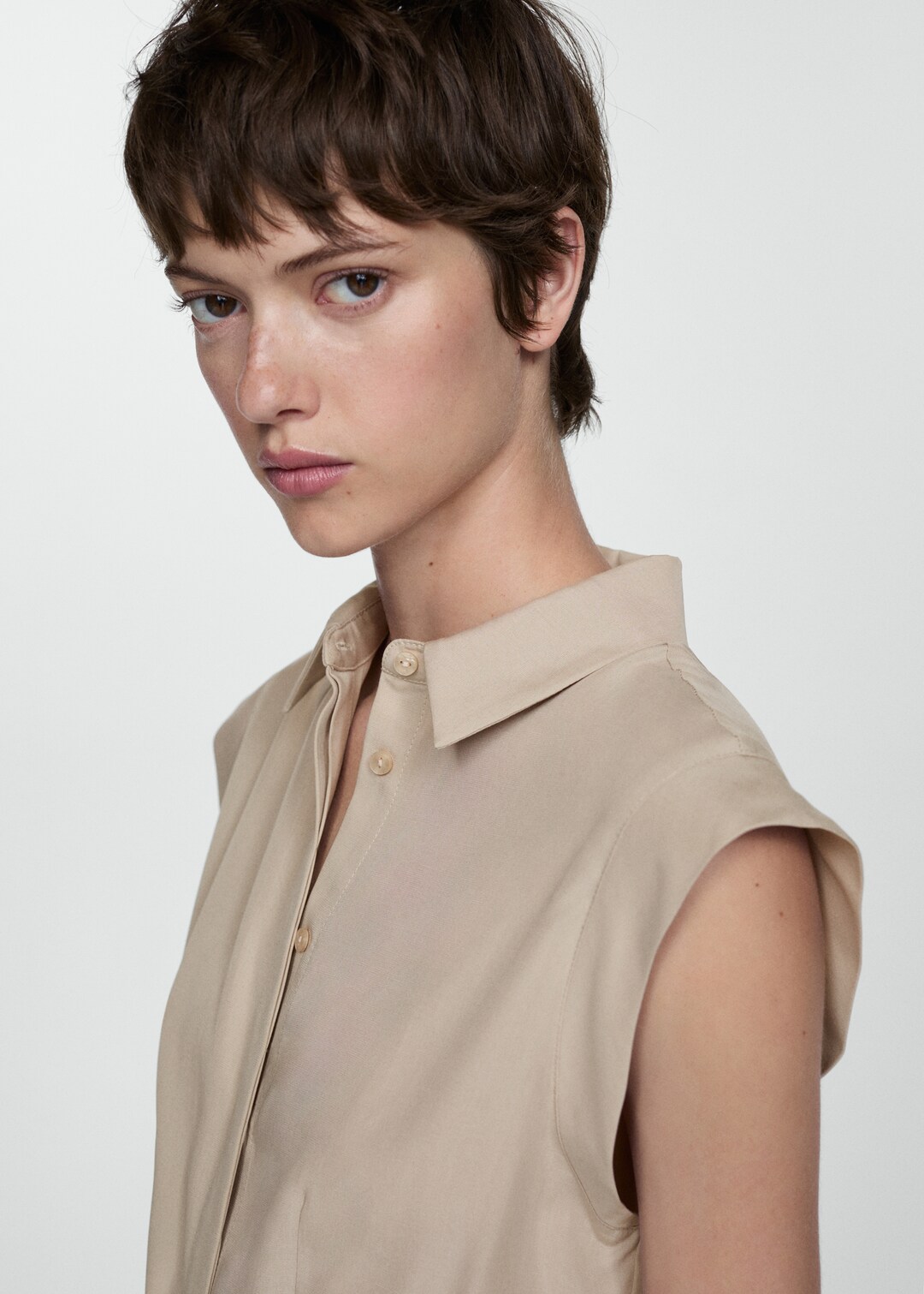 Lyocell dress with belt - Women | MANGO USA