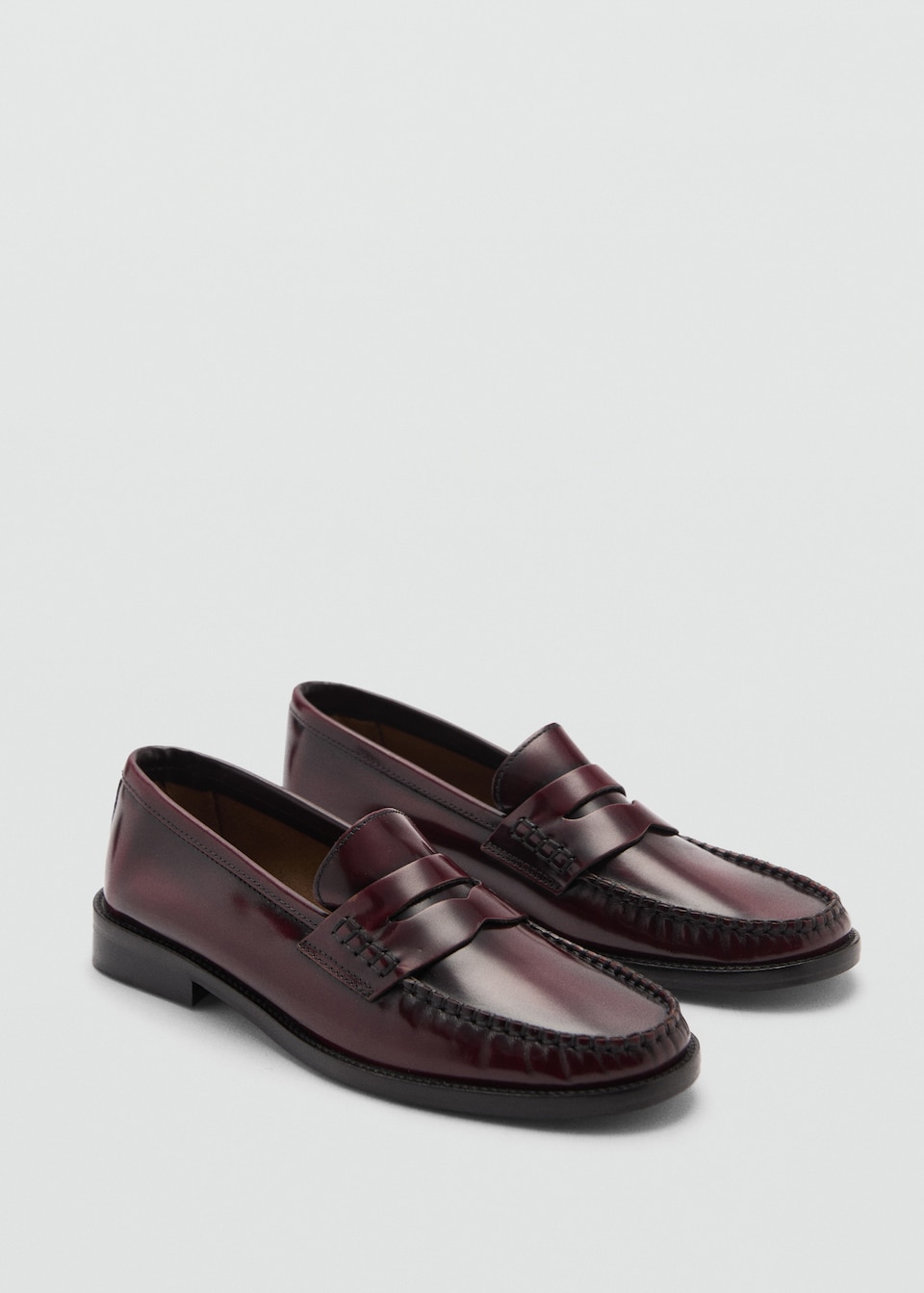 Mango Burgundy Leather Loafers