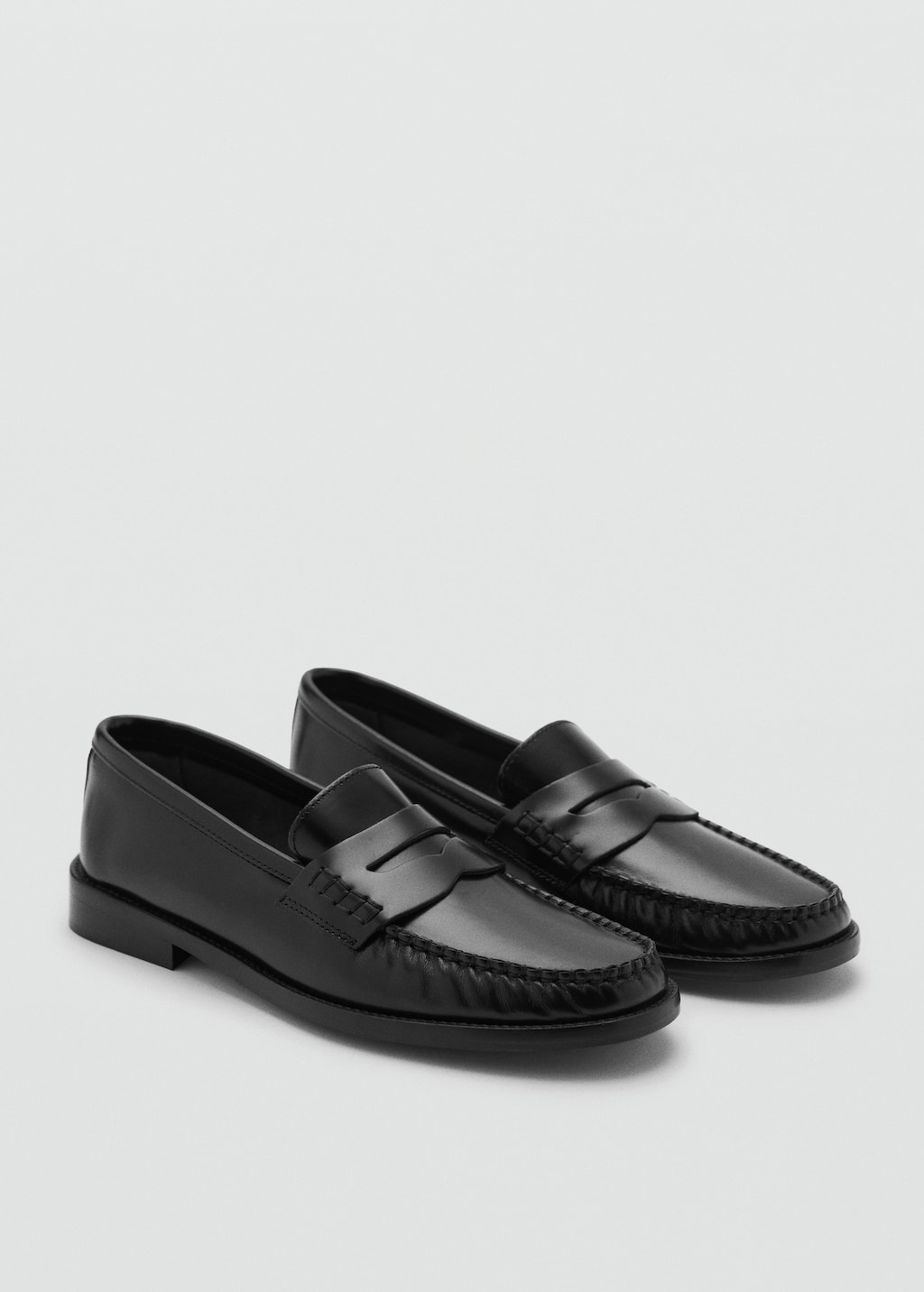 MANGO Leather loafers Black 7 Woman