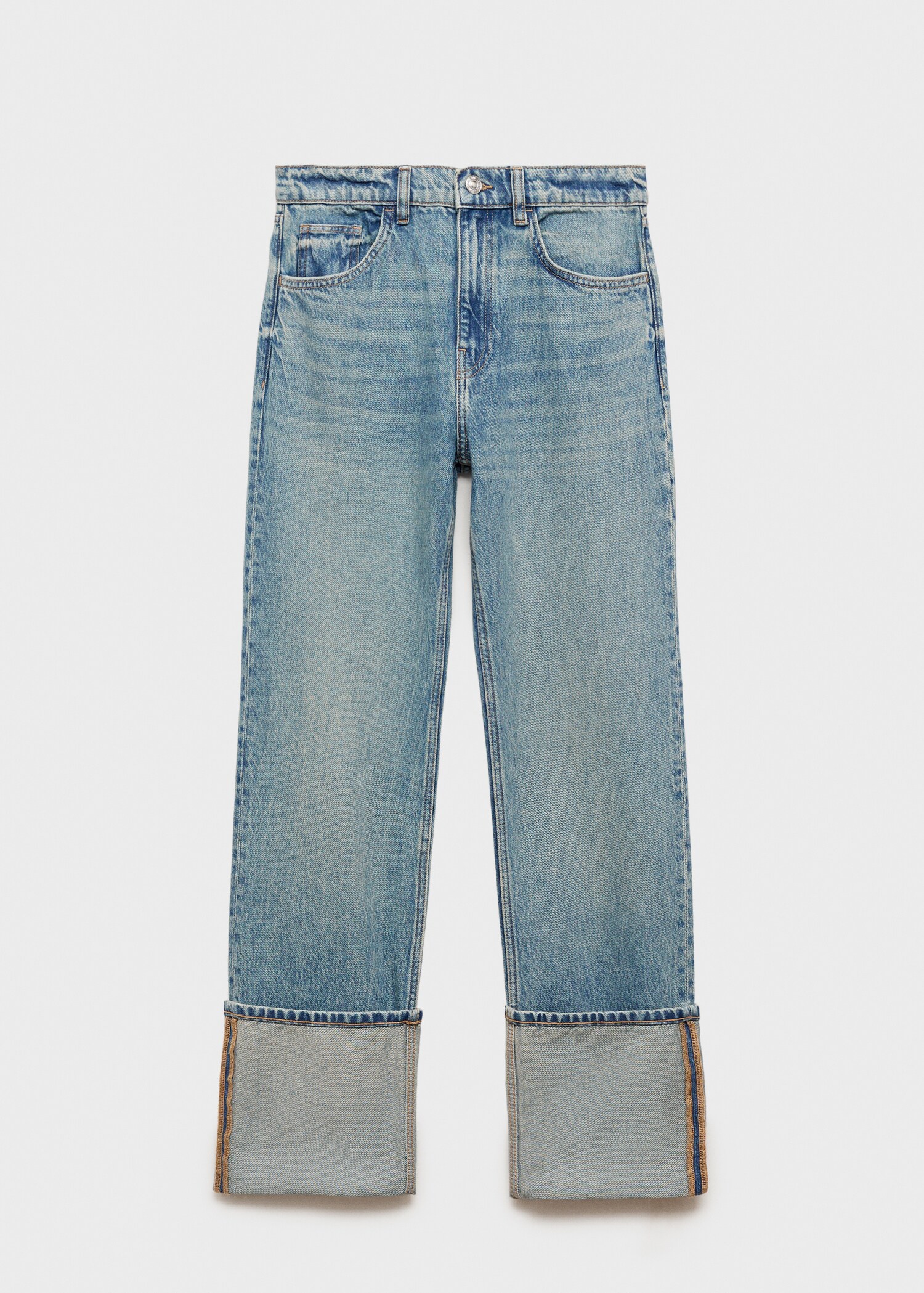 Straight jeans with turn-up - Article without model