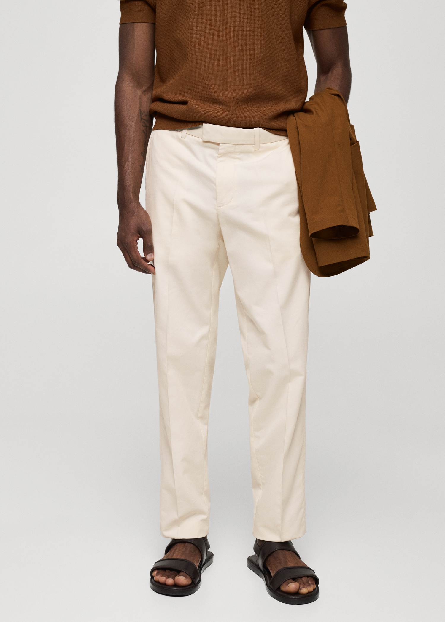Regular-fit tencel cotton trousers - Medium plane