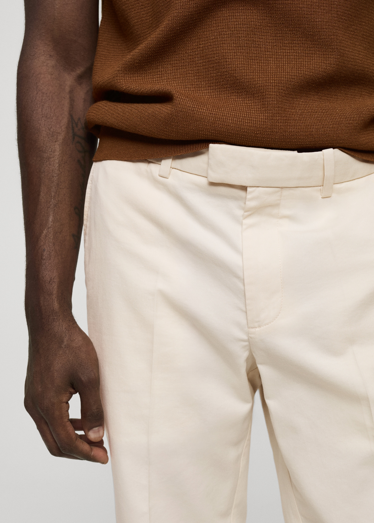 Regular-fit tencel cotton trousers - Details of the article 1
