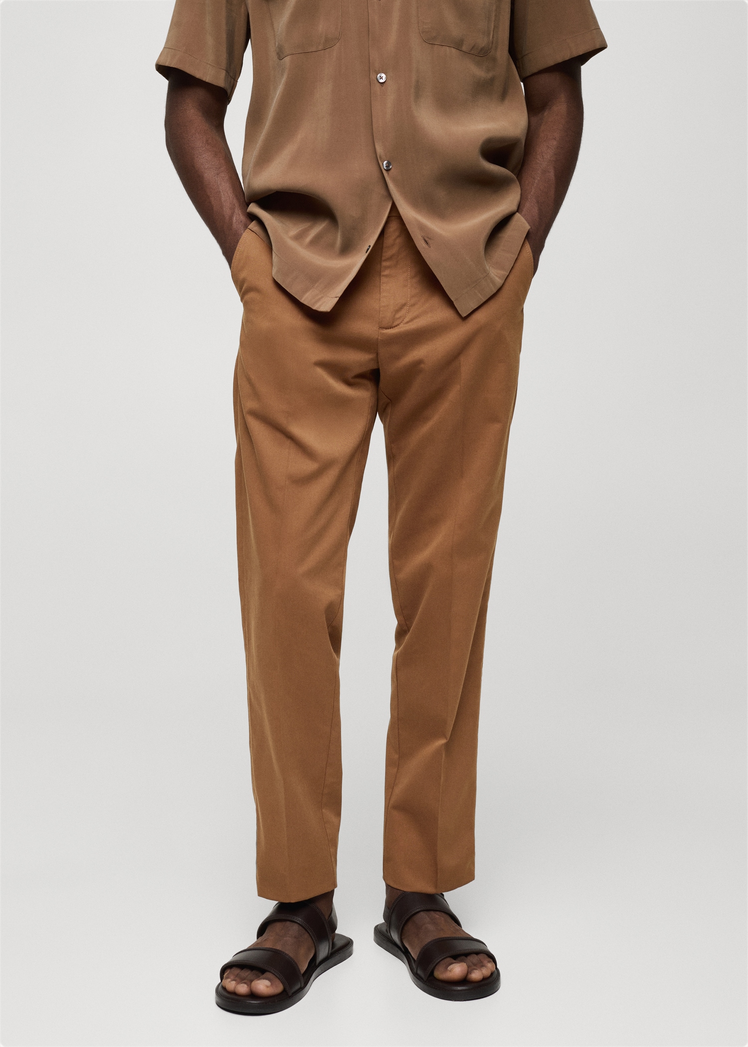 Regular-fit tencel cotton trousers - Medium plane