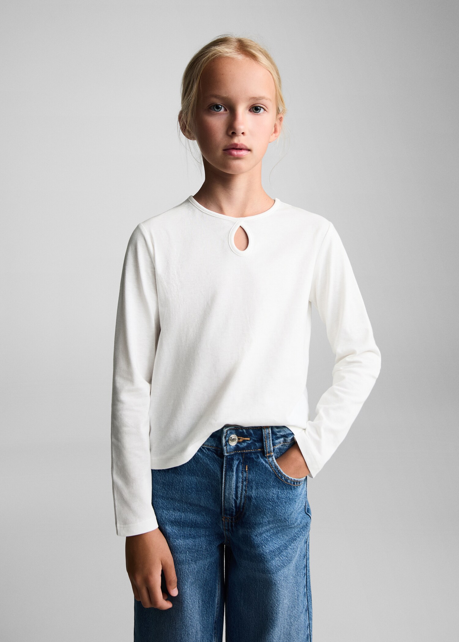 Long sleeve cotton t-shirt - Medium plane