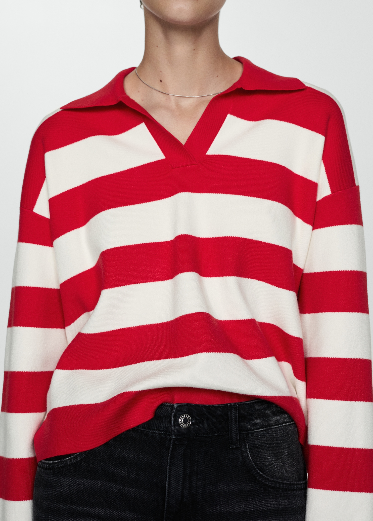 Striped polo-neck sweater - Medium plane