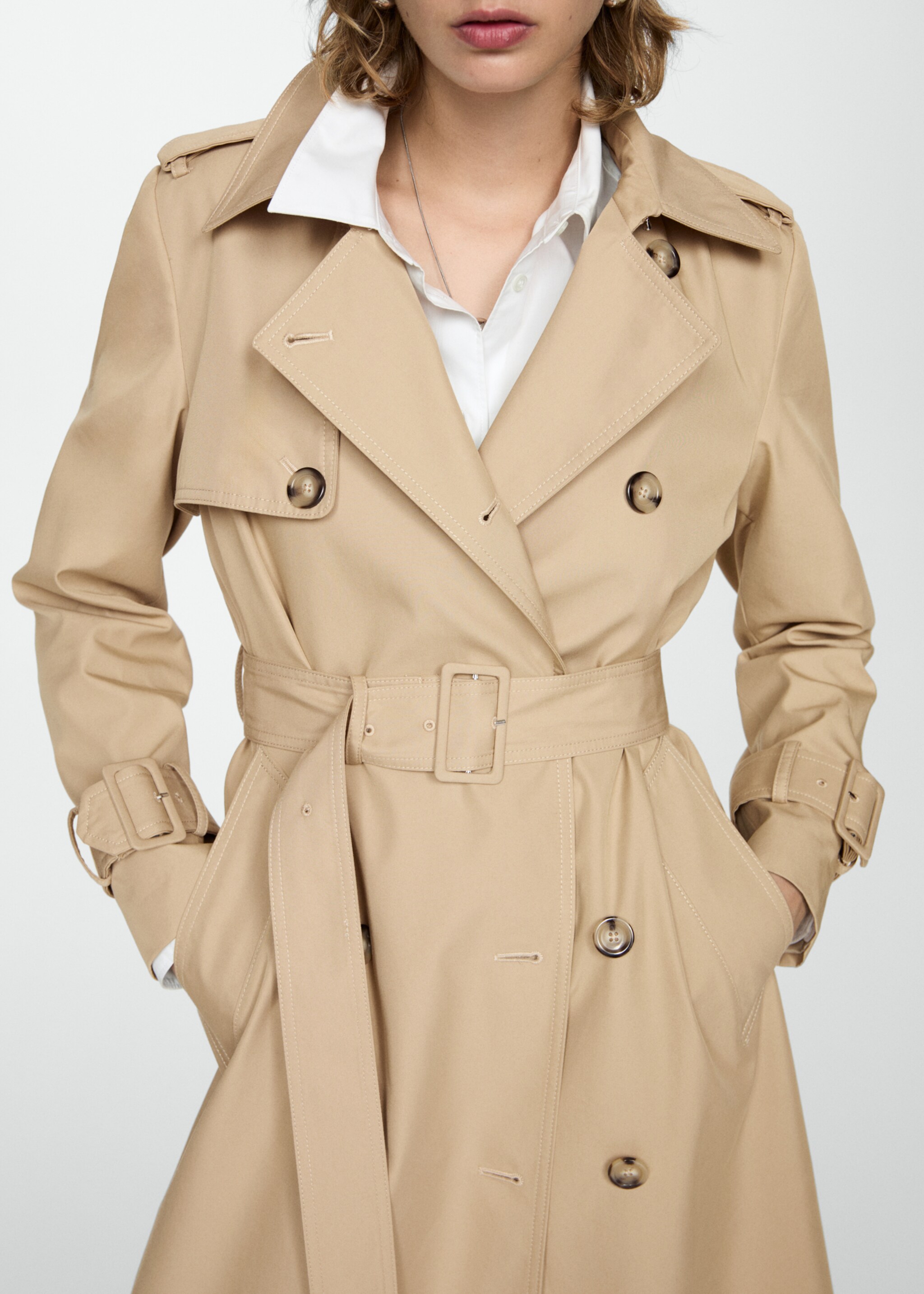 Double-breasted cotton trench coat - Medium plane