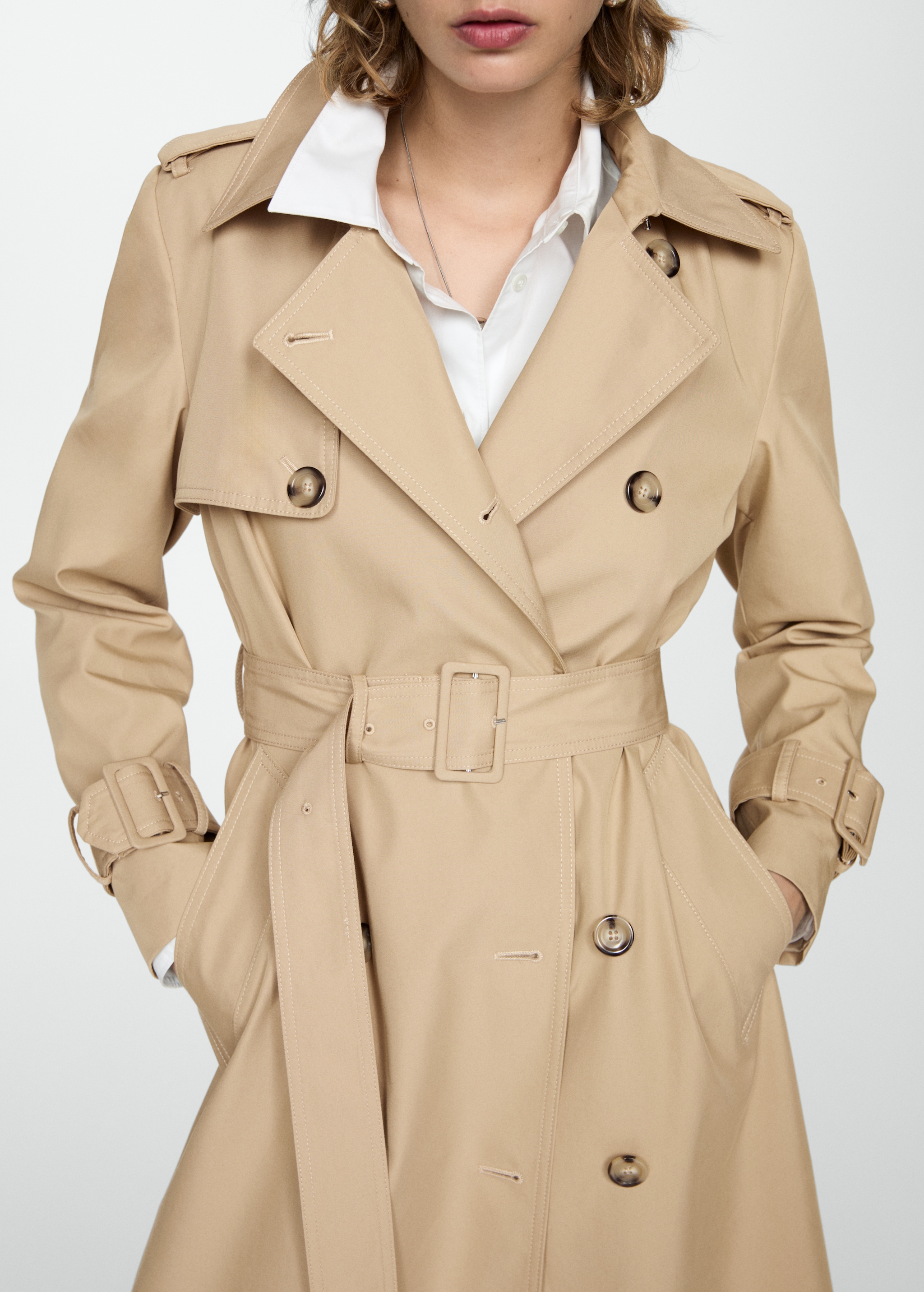 Double-breasted cotton trench coat Women MANGO Vietnam