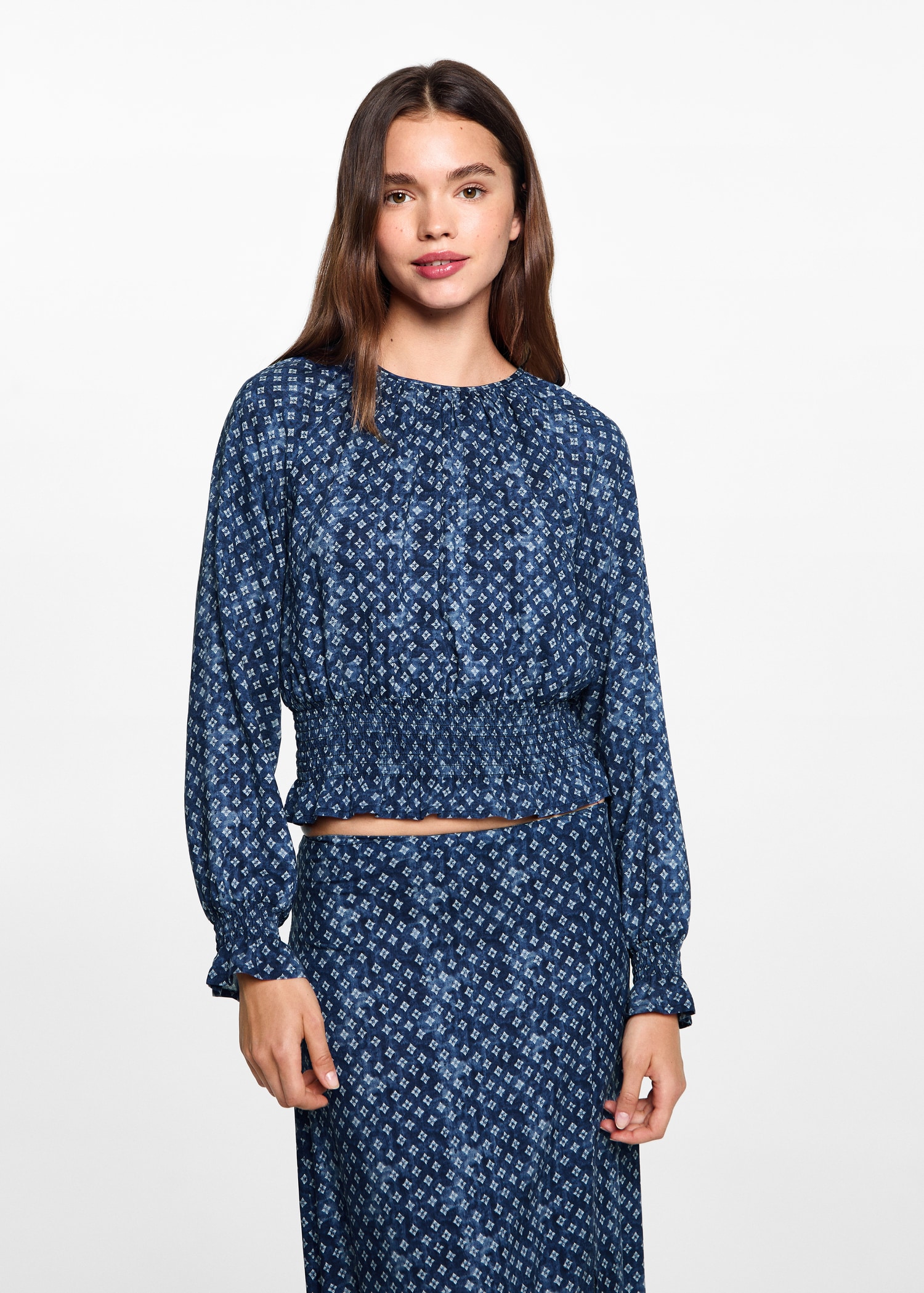 Ruched printed blouse - Medium plane