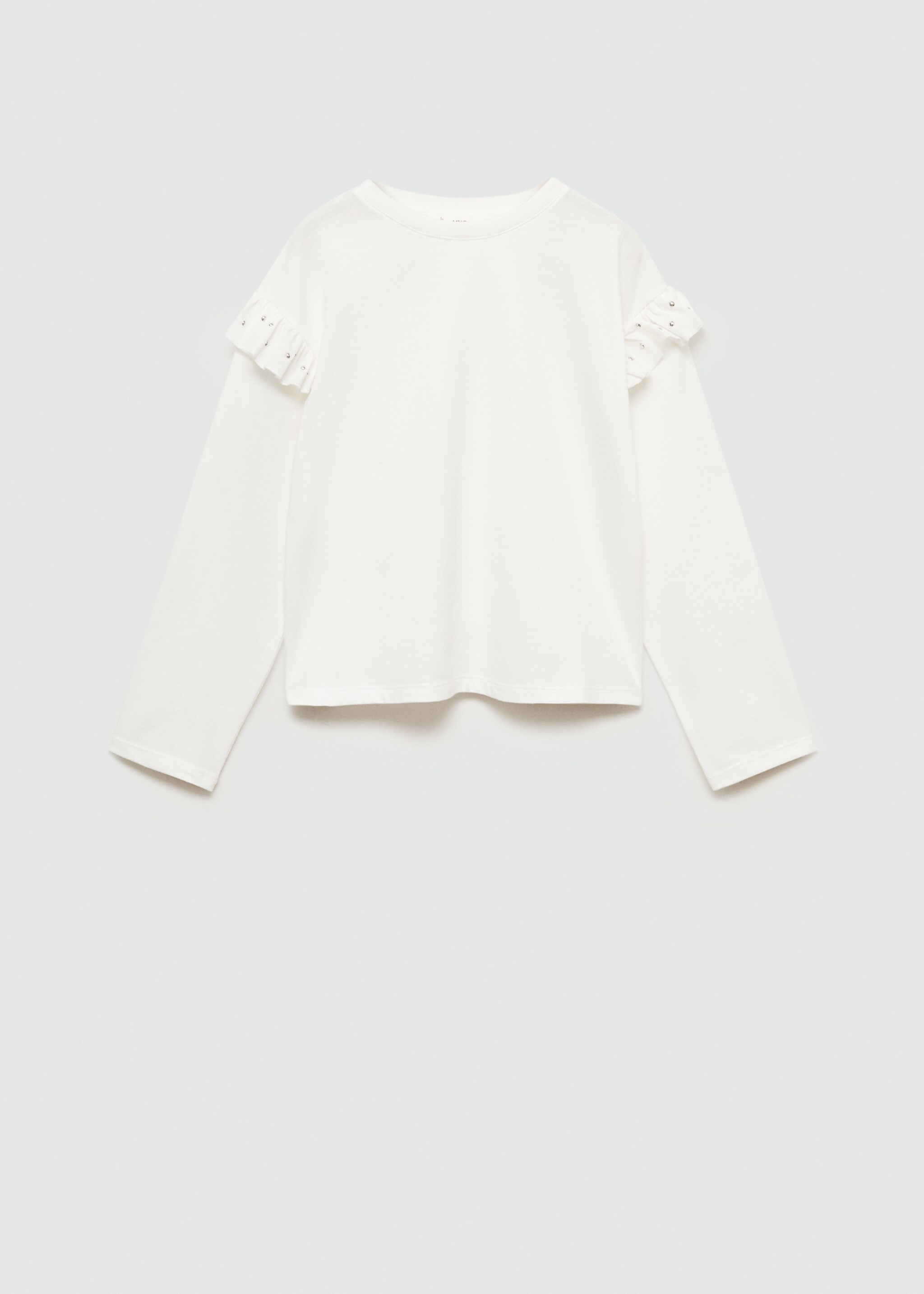 T-shirt clouté volants - Article sans modèle, Blanc cassé. Ref: 77014801-00.