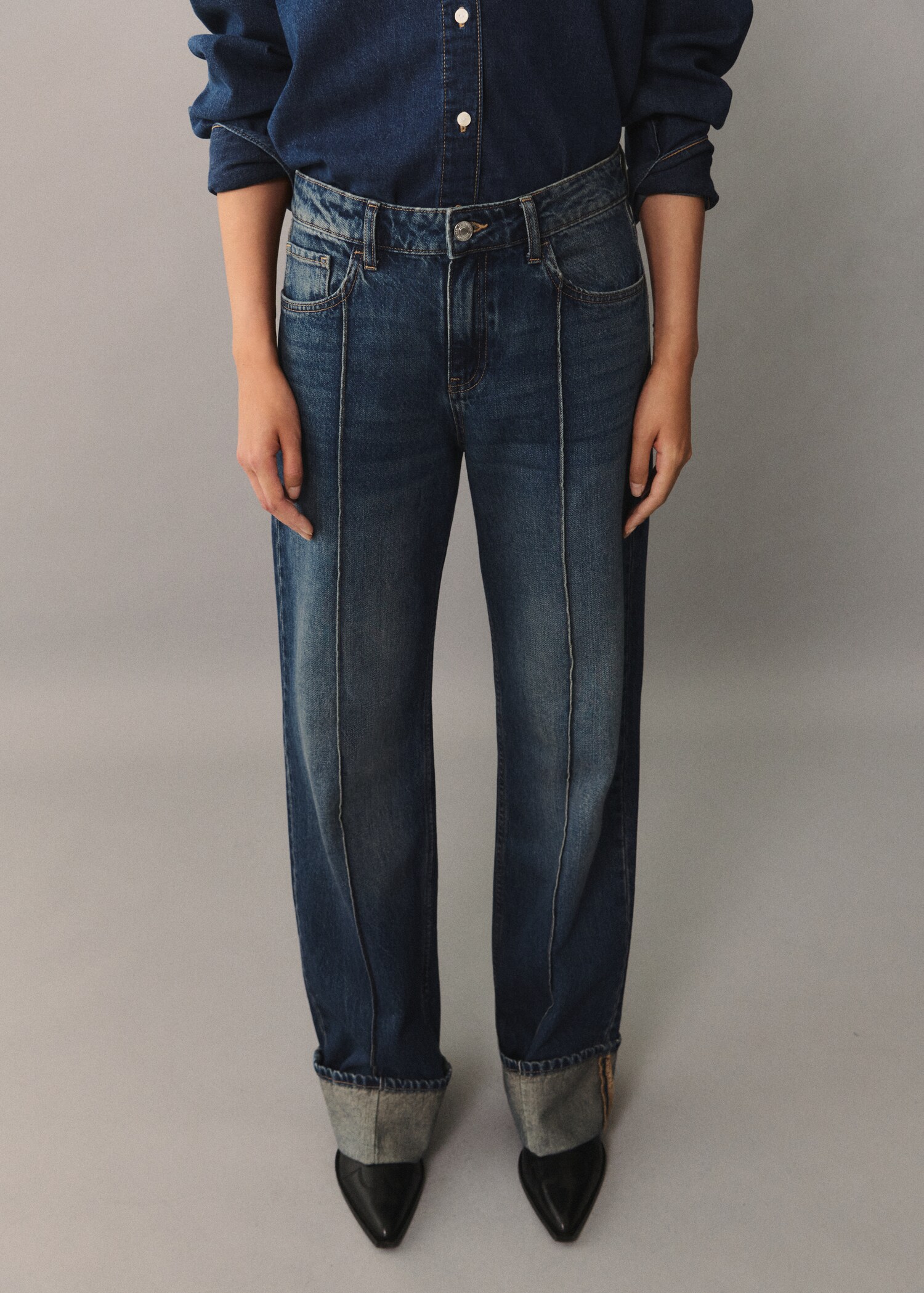 High waist straight jeans - Medium plane