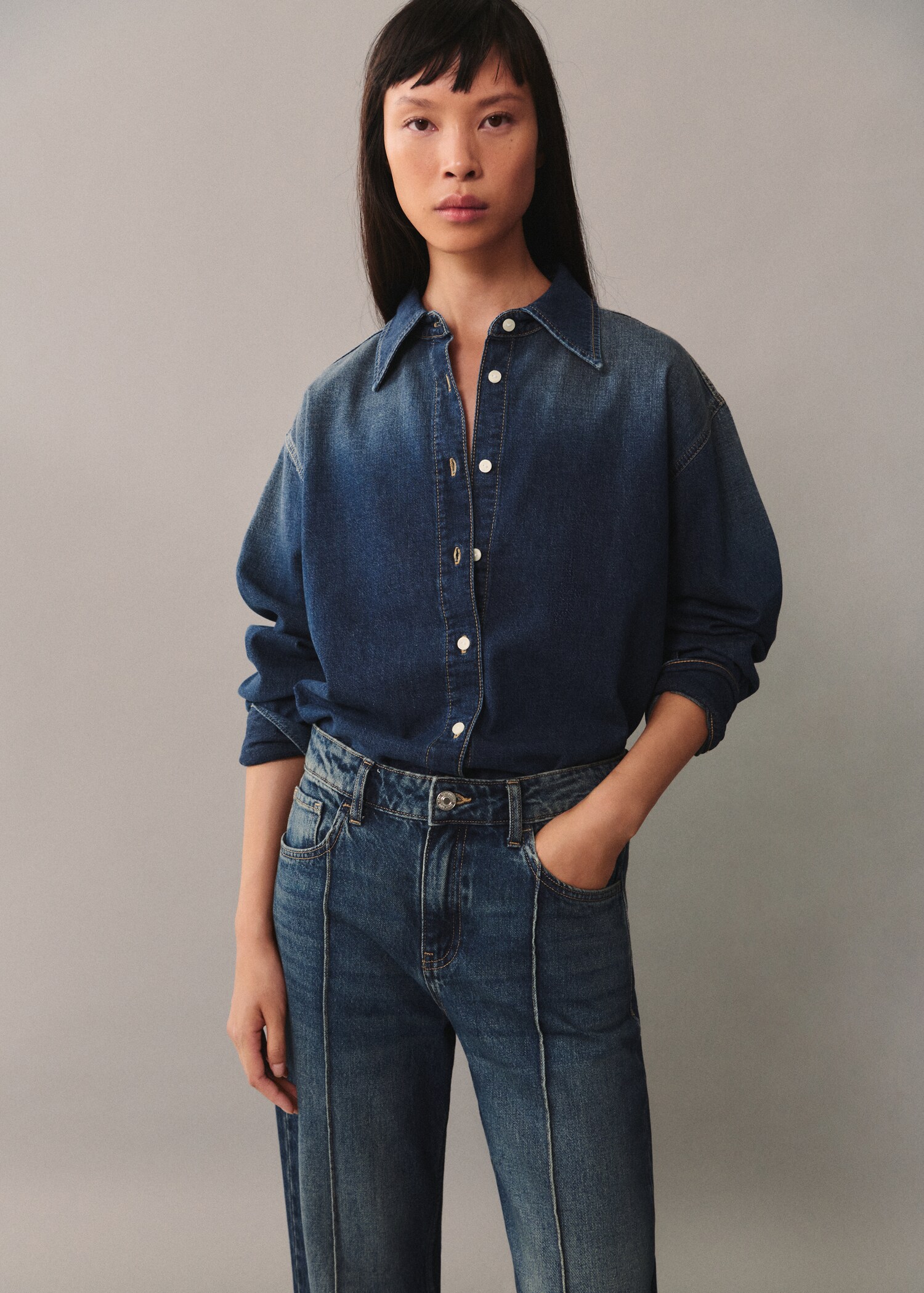 High waist straight jeans - Details of the article 1