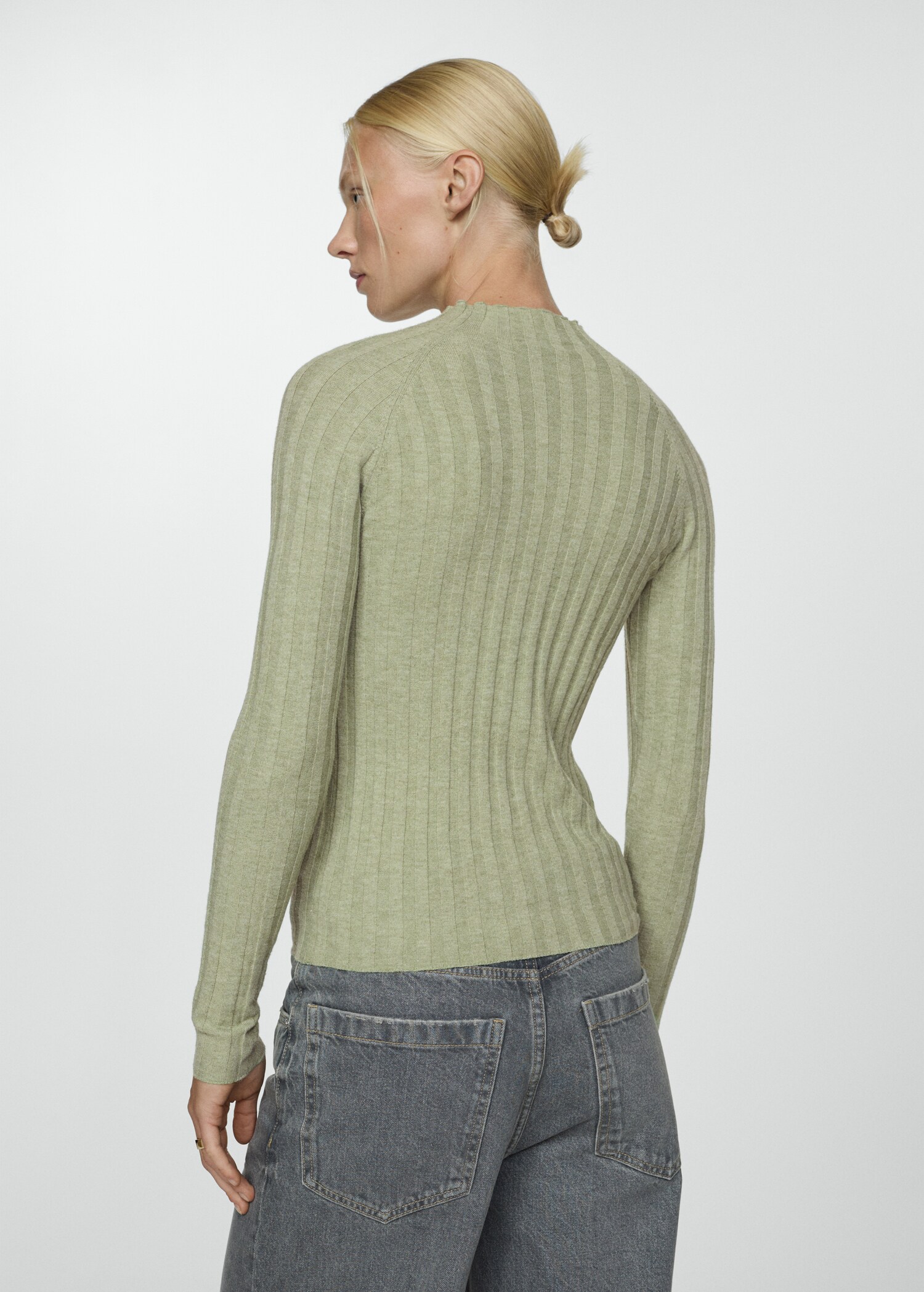 Ribbed sweater with perkins neck - Reverse of the article