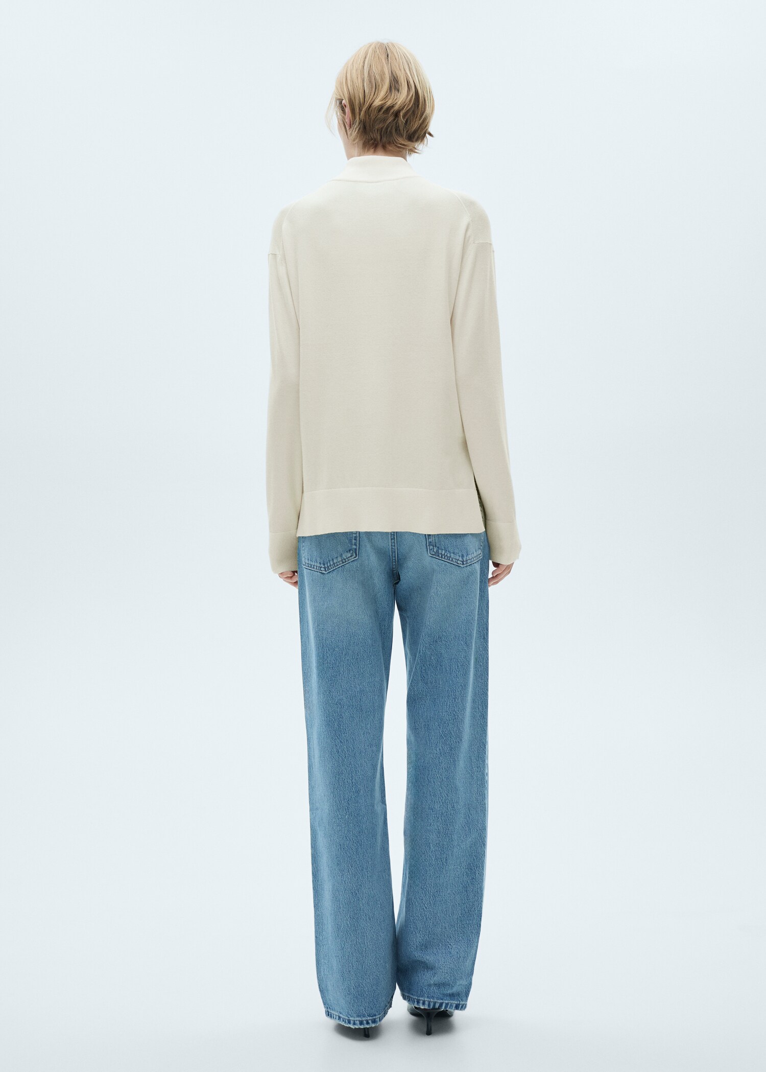 Knitted sweater with perkins neck - Reverse of the article