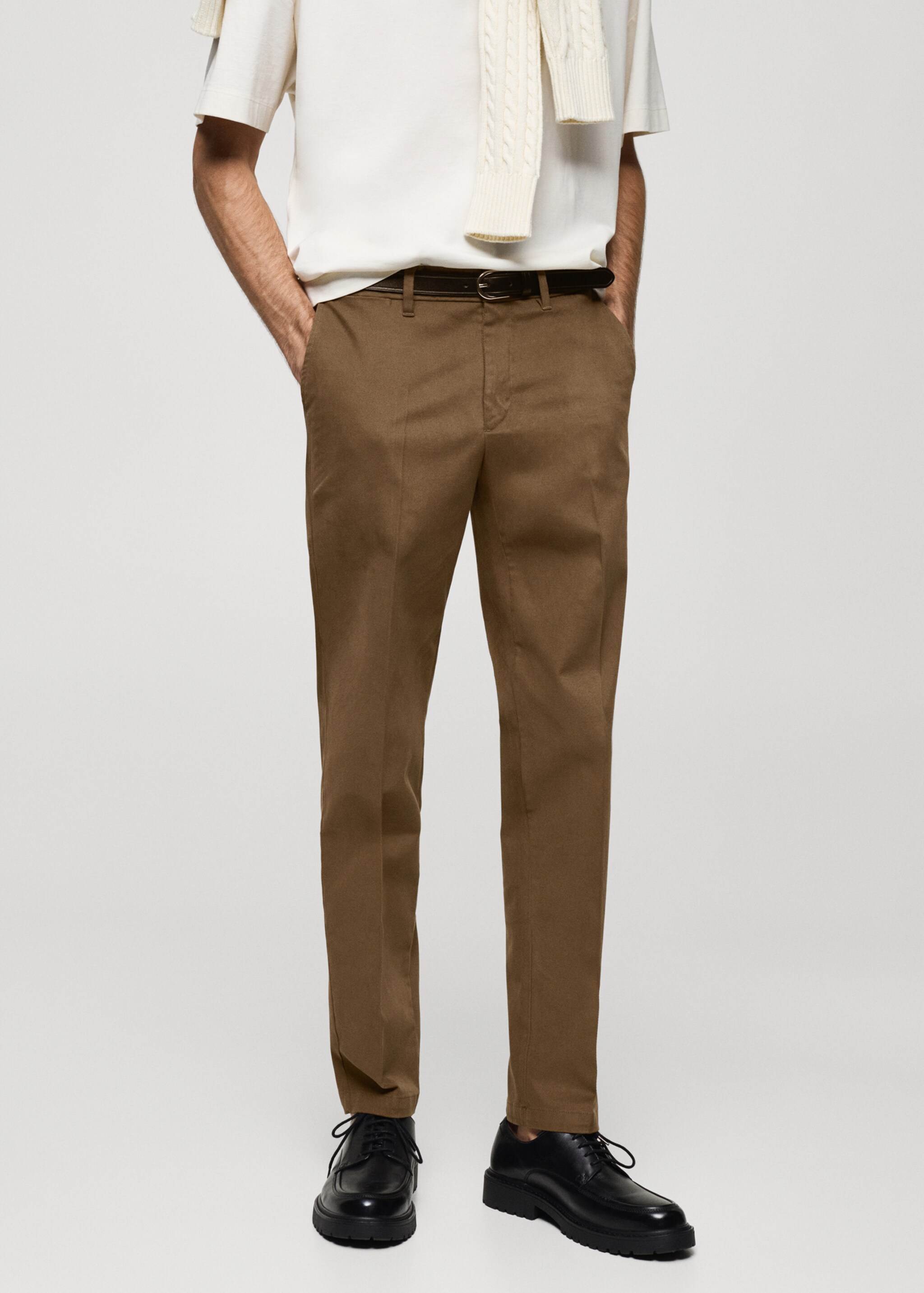 Regular-fit cotton trousers - Medium plane