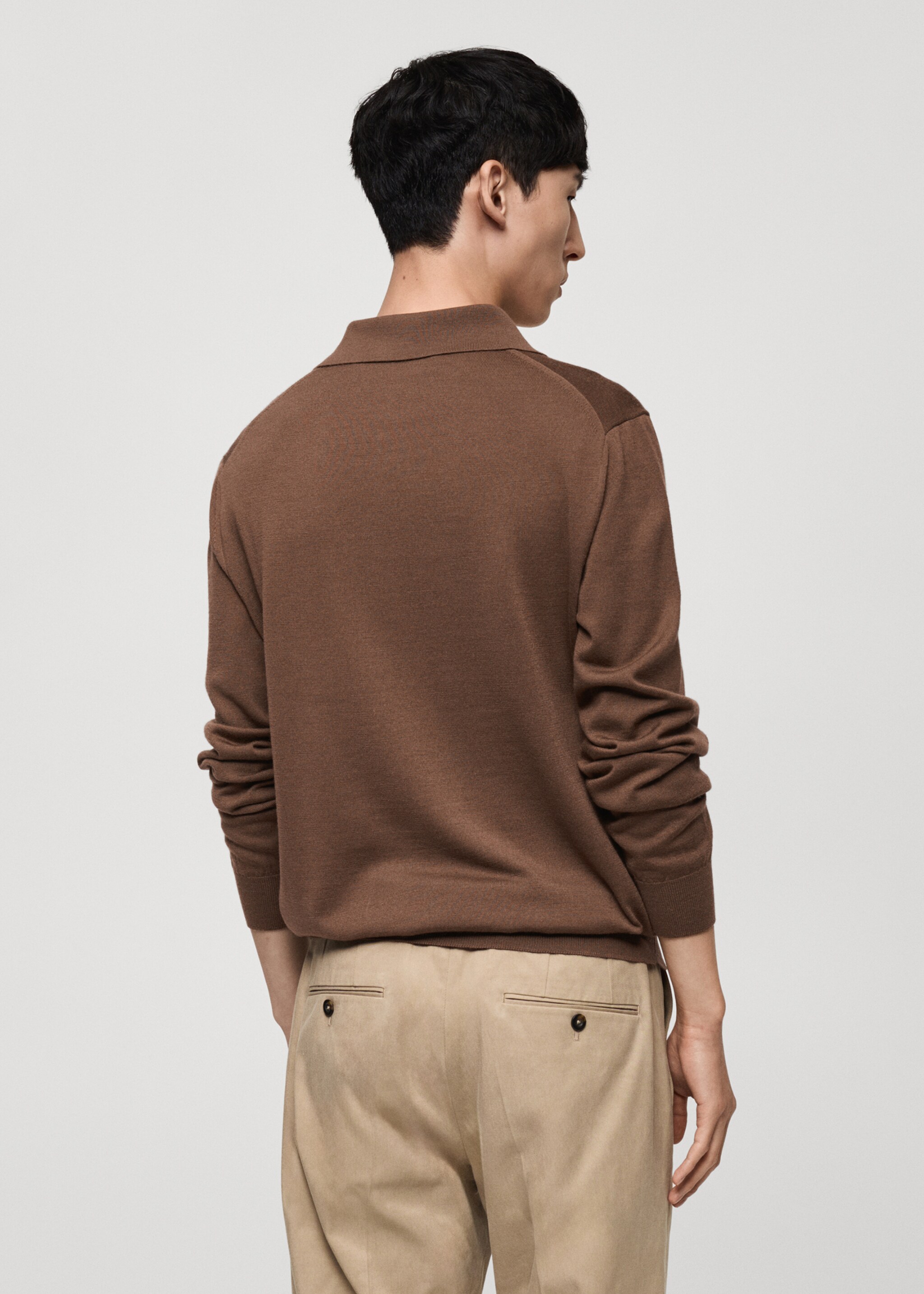 100% merino wool long- sleeved polo shirt - Reverse of the article