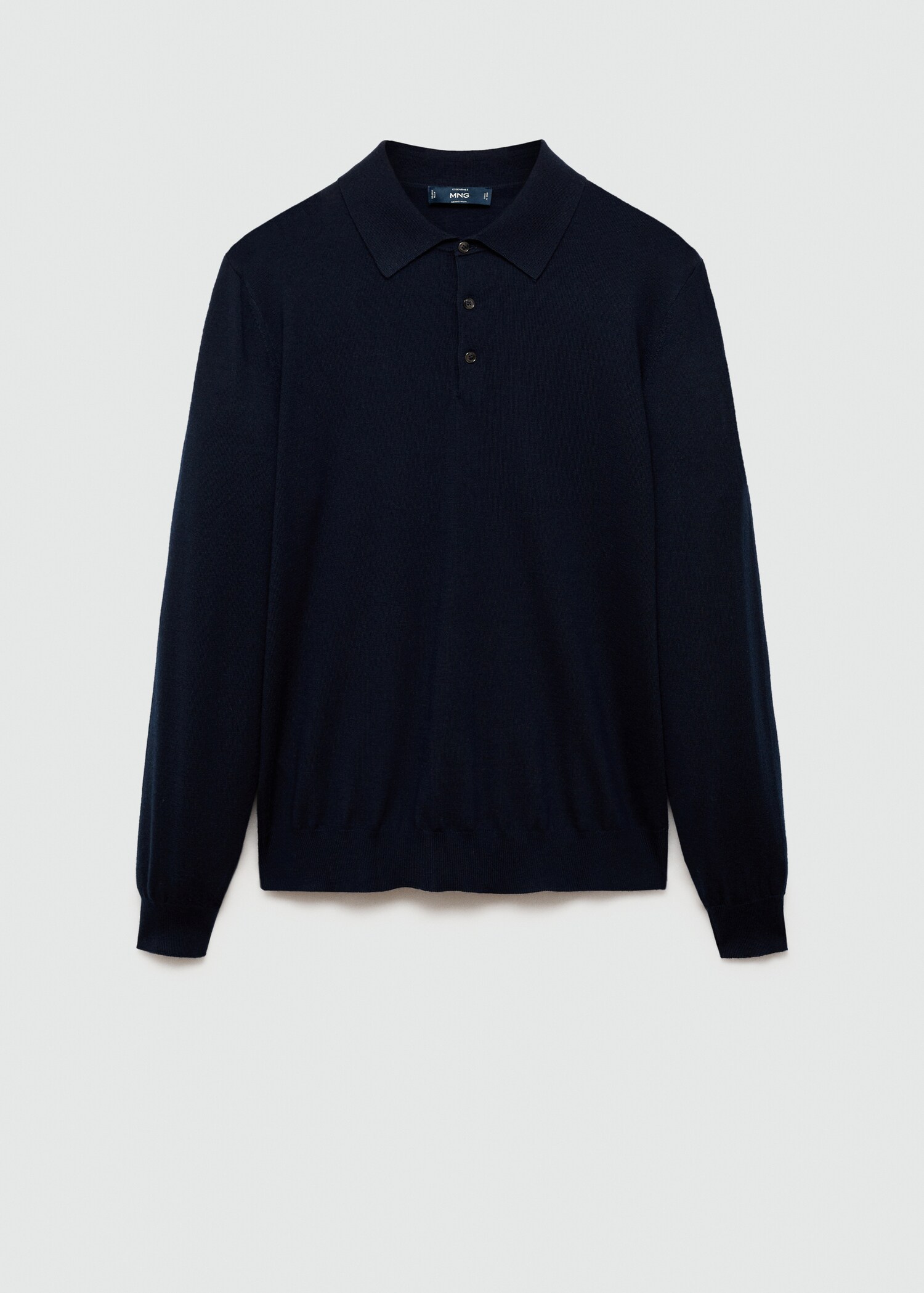 100% merino wool long-sleeved polo shirt - Article without model
