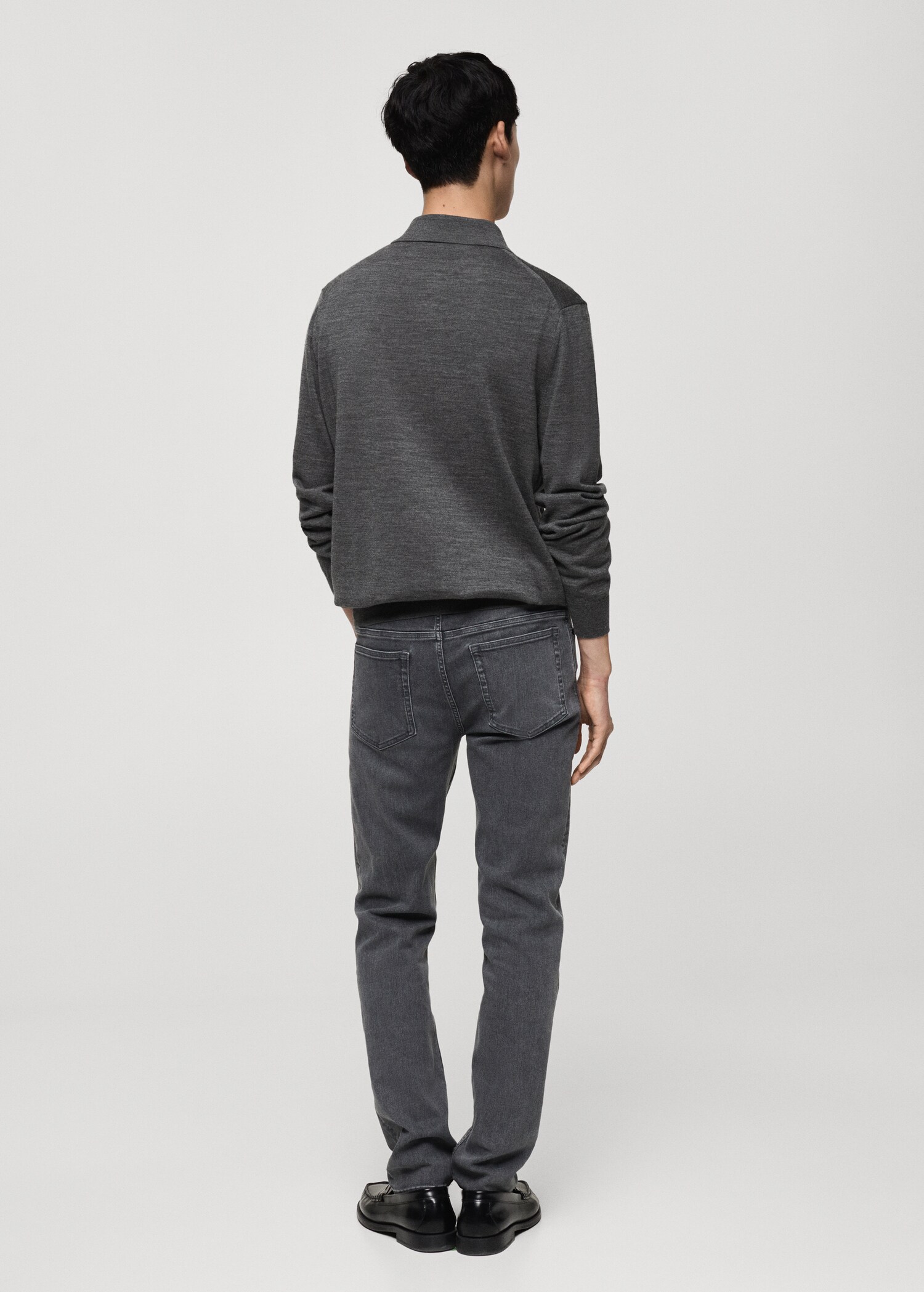 100% merino wool long-sleeved polo shirt - Reverse of the article