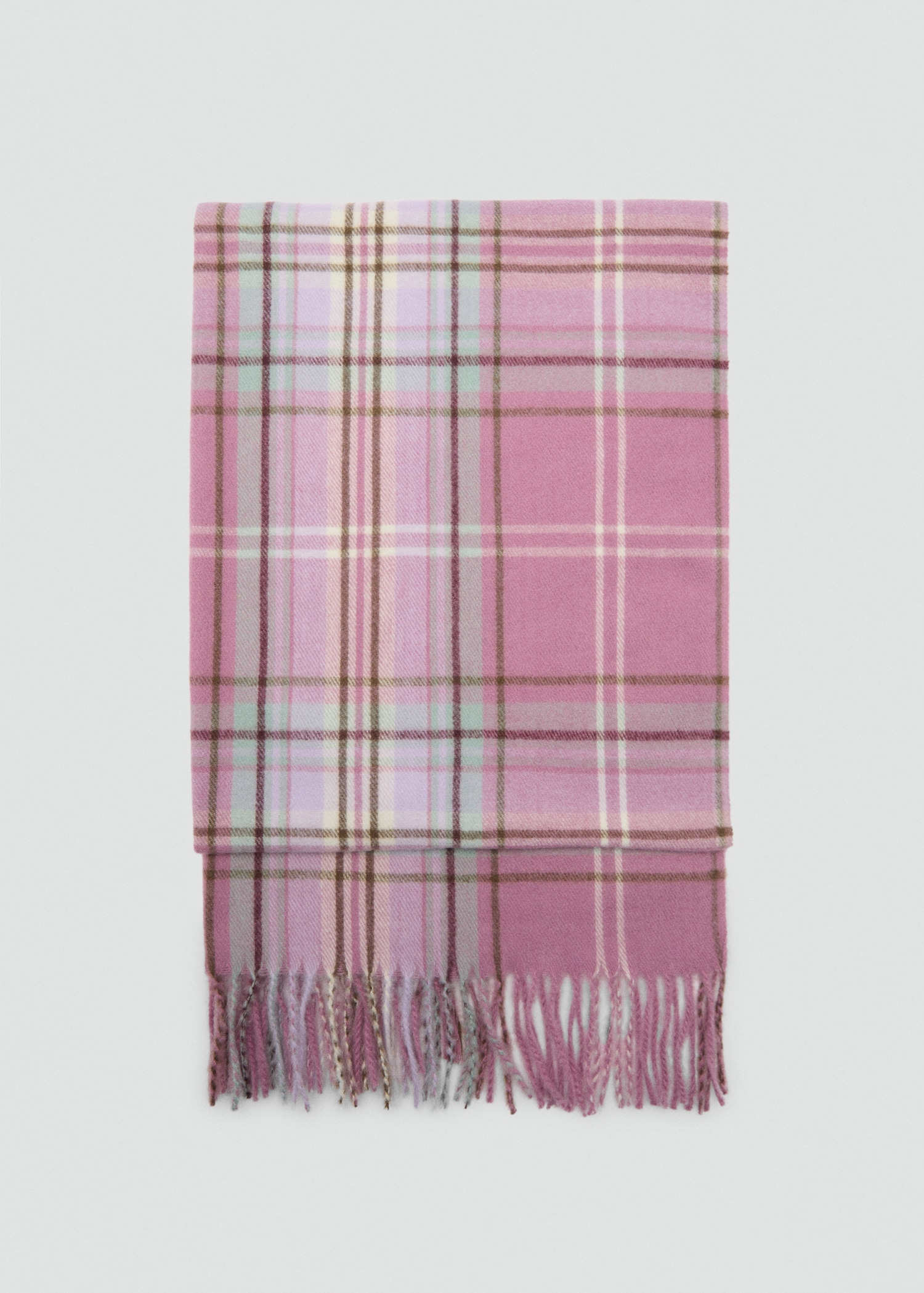 Check scarf with fringed ends - Article without model