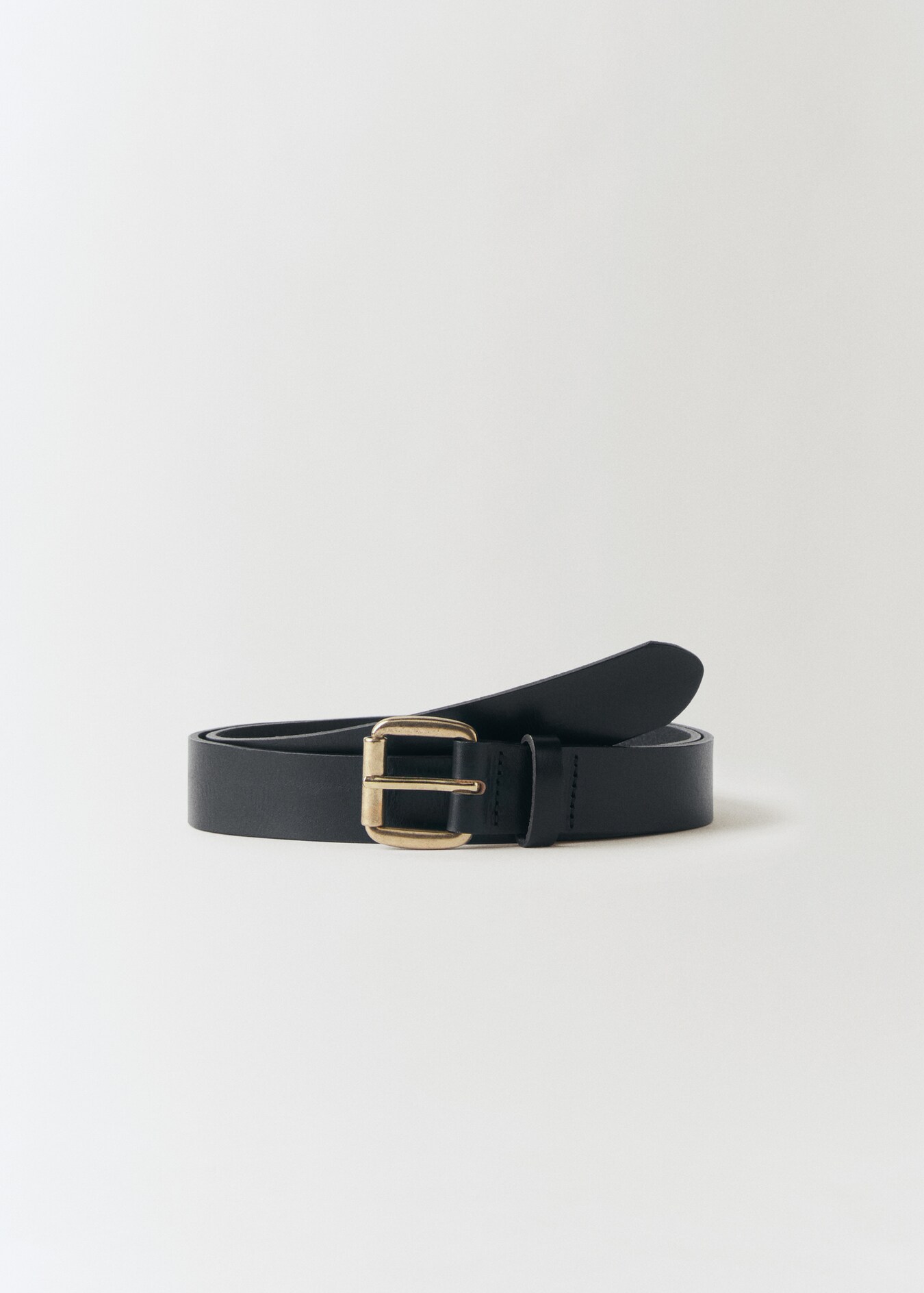 Leather Square Buckle Belt in Ivory main image 1