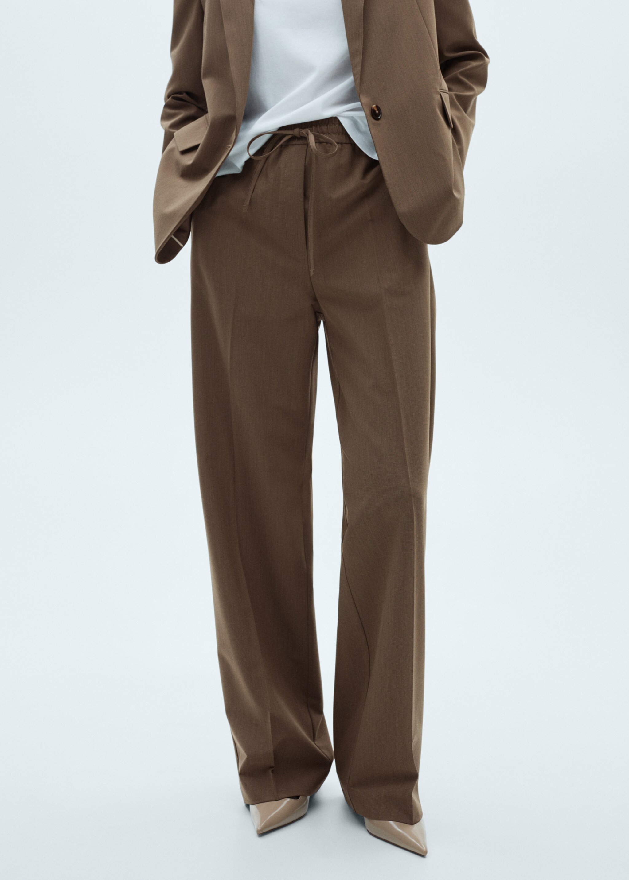 Straight trousers with elastic waist - Medium plane